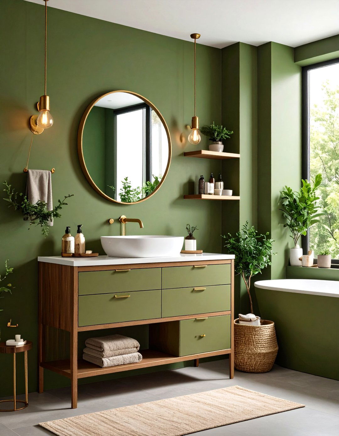 Olive Green Small Bathroom Solutions - 24 Olive Green Bathroom Ideas