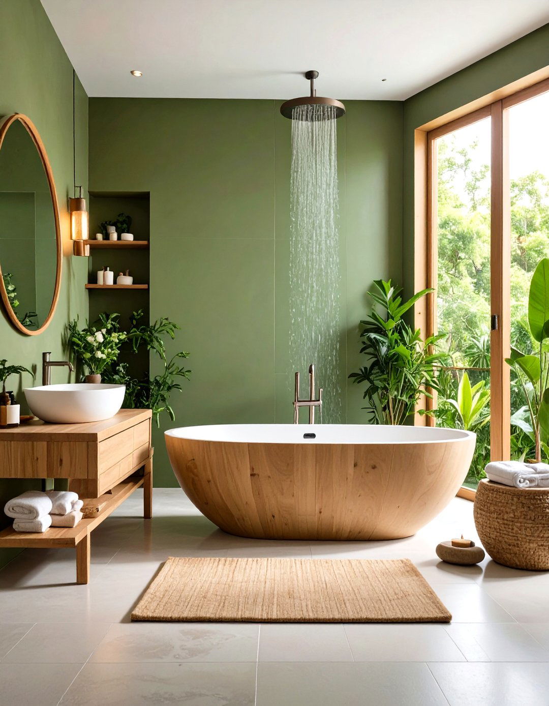 Olive Green Spa Bathroom Retreat - 24 Olive Green Bathroom Ideas