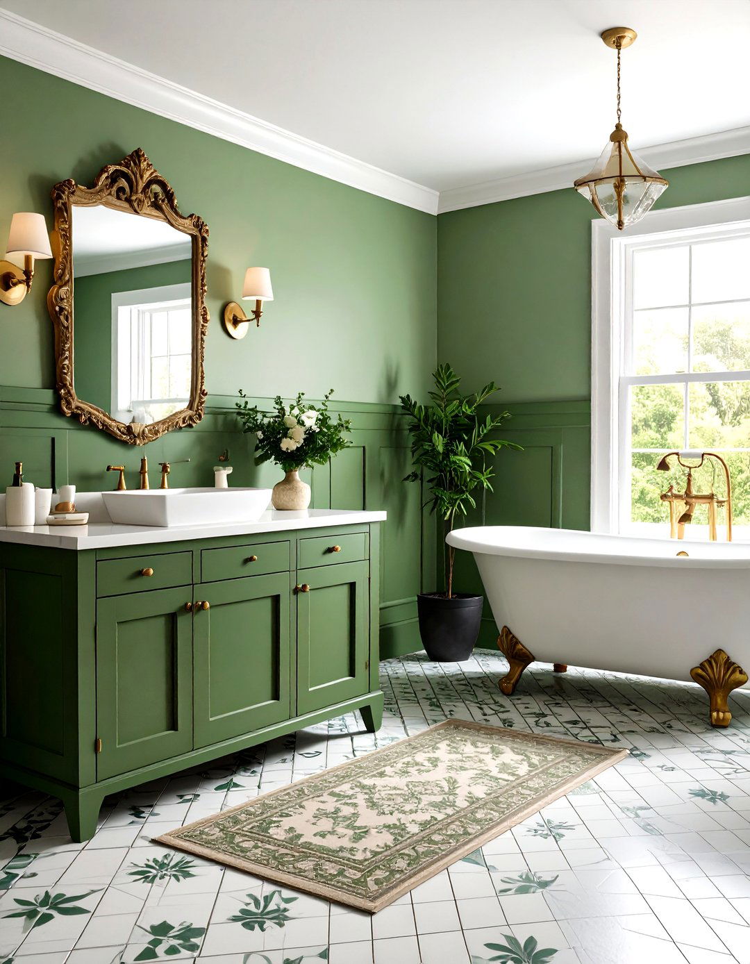 Olive Green Traditional Bathroom Style - 24 Olive Green Bathroom Ideas