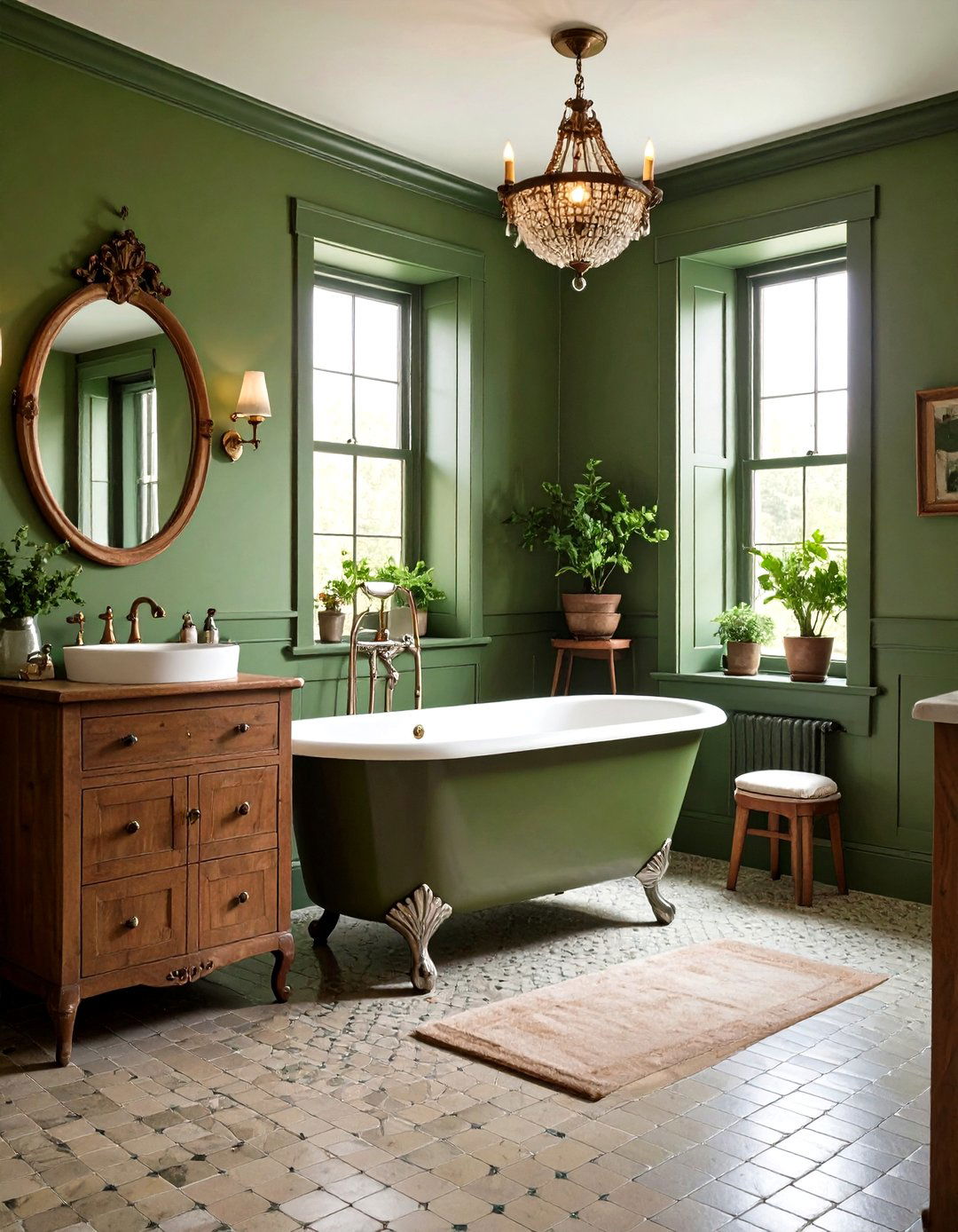 Olive Green Vintage Bathroom Revival - 24 Olive Green Bathroom Ideas
