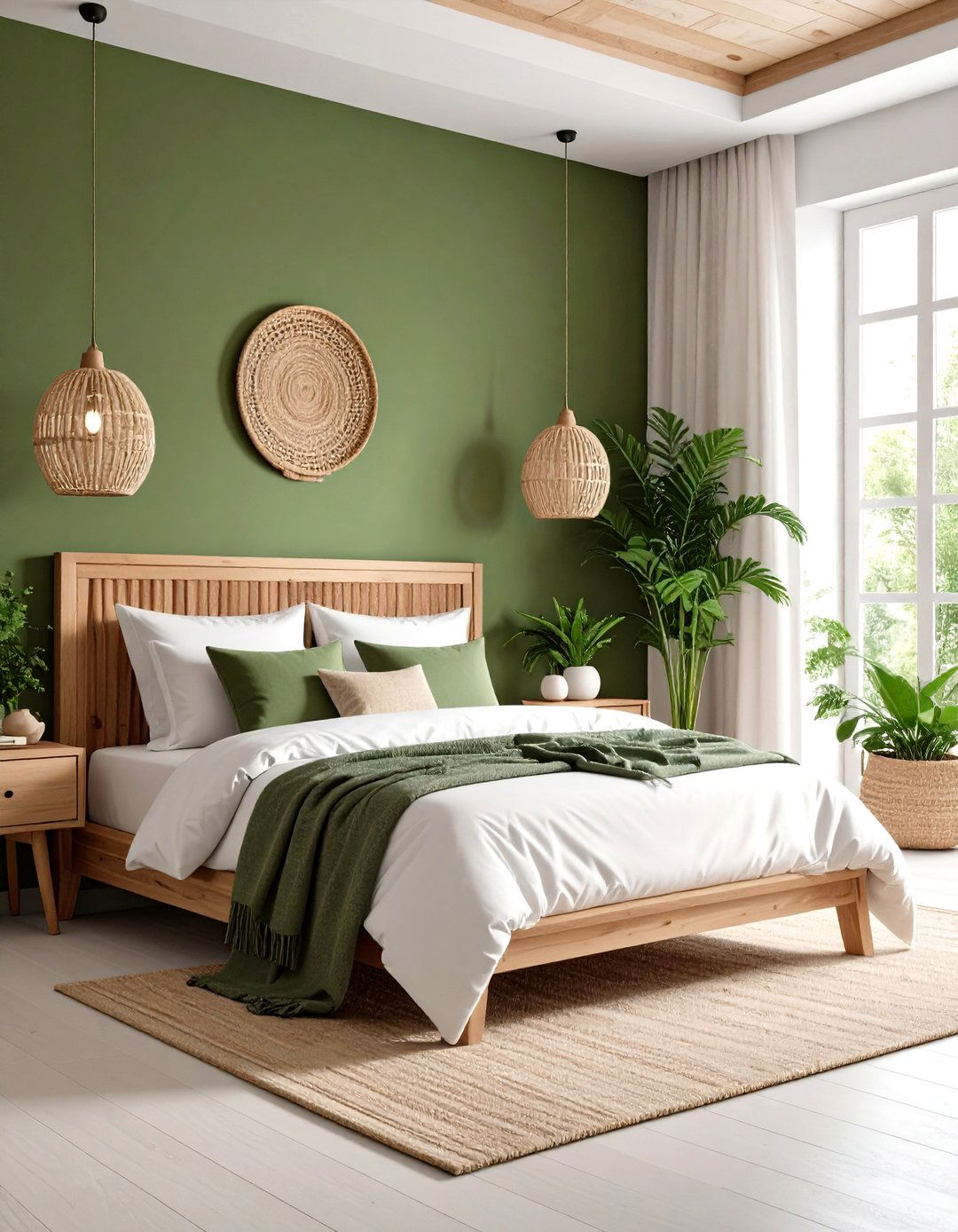 Olive Green and Soft White Natural Harmony - 24 Bedroom Painting Ideas With Two Colors