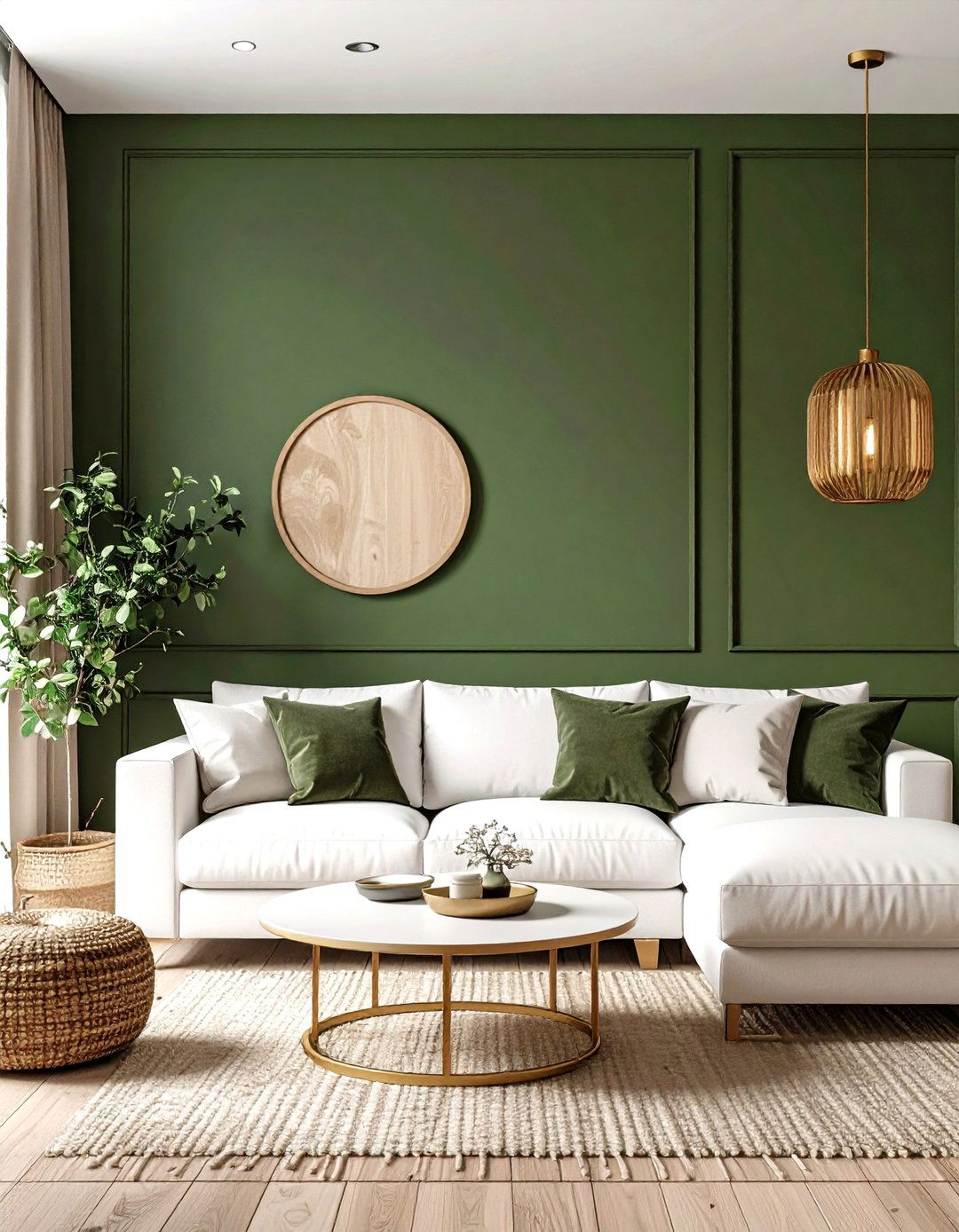 Olive Green and White Natural Sophistication - 24 Two Colour Combination for Living Room