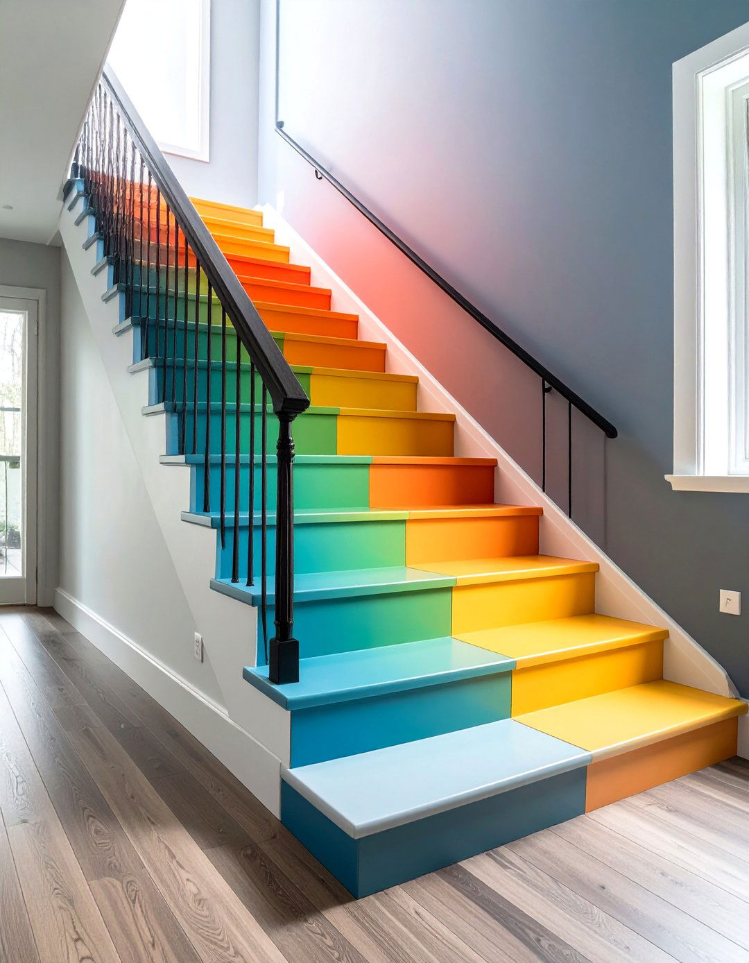 Ombre Gradient Painted Stairs - 24 Painted Stair Ideas