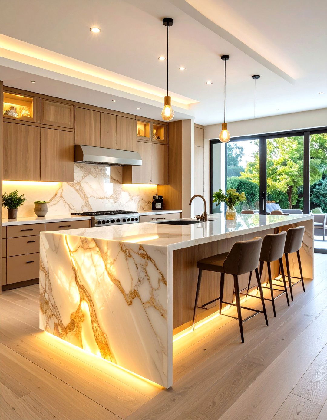 Onyx Backlit Feature Installation - 24 Kitchen Splashback Ideas
