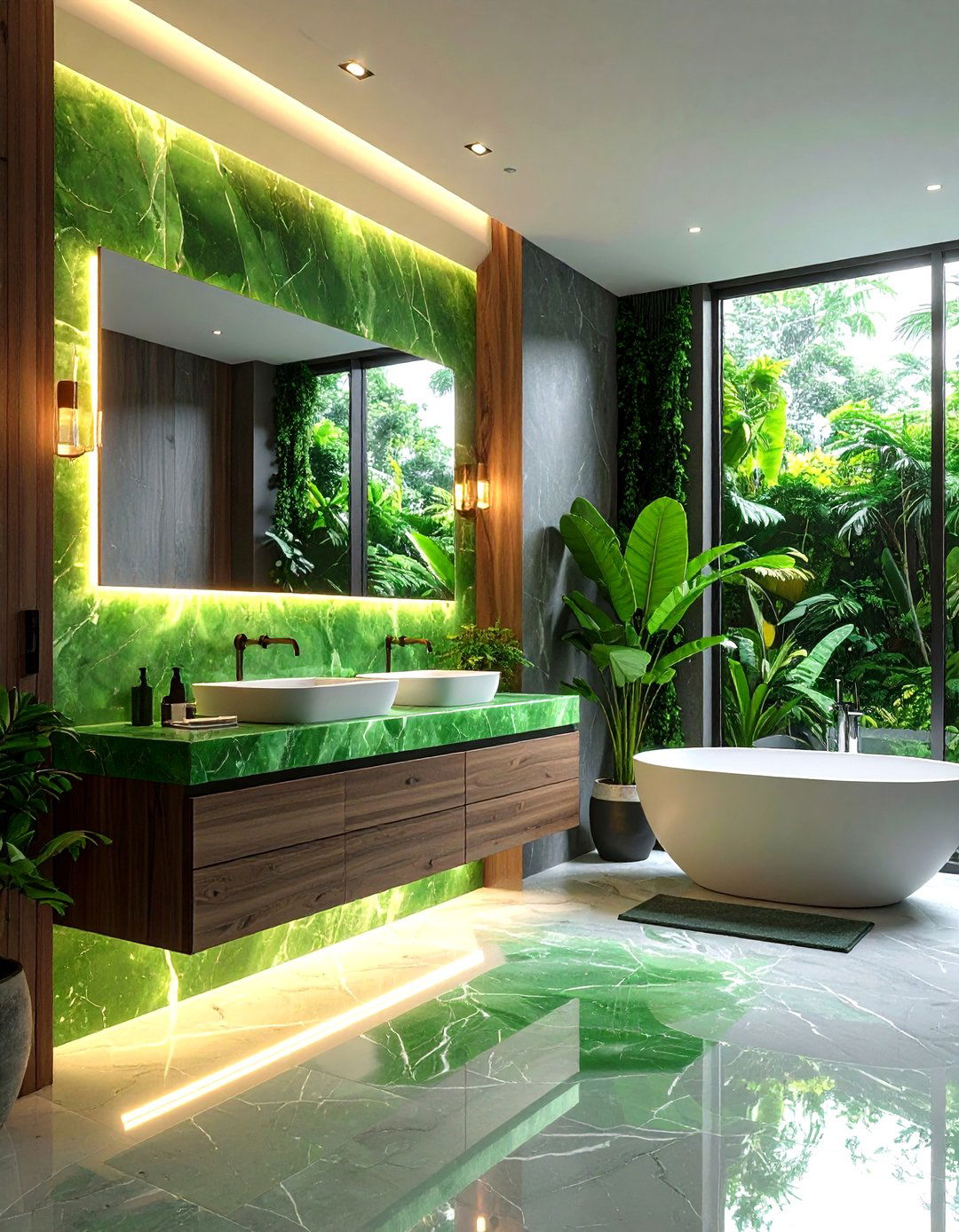 Onyx Backsplashes with LED Lighting - 24 Stone Bathroom Ideas