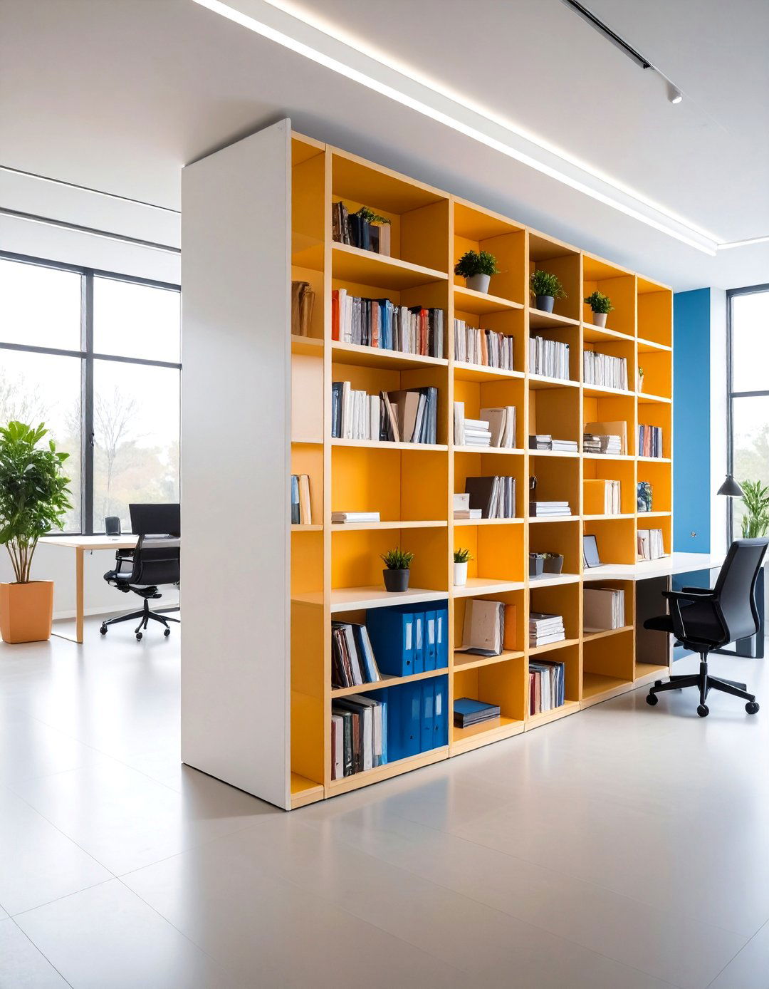 Open Bookcase Room Dividers - 24 Office Shelving Ideas