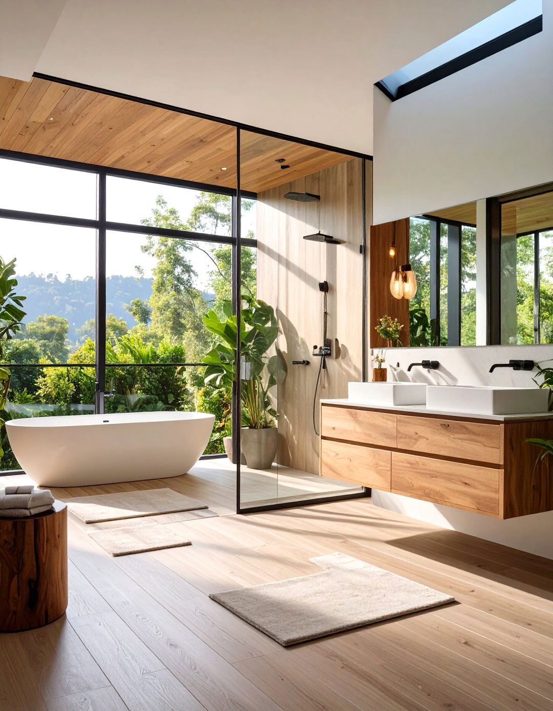 Open Concept Bathroom with Glass Partitions - 24 Modern Bathroom Decor Ideas
