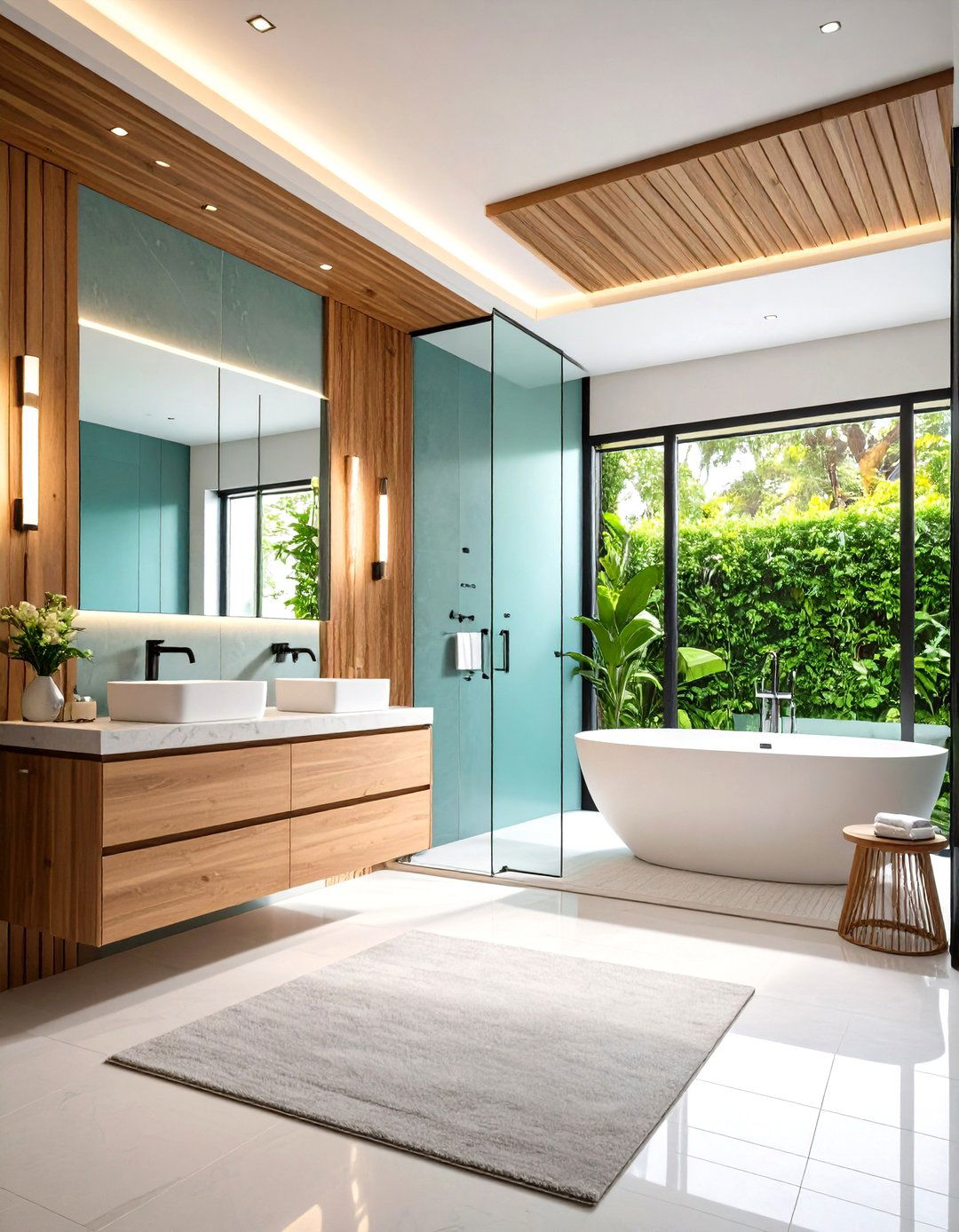Open Concept Bathroom with Partition Screen Dividers - 24 Modern Bathroom Ideas