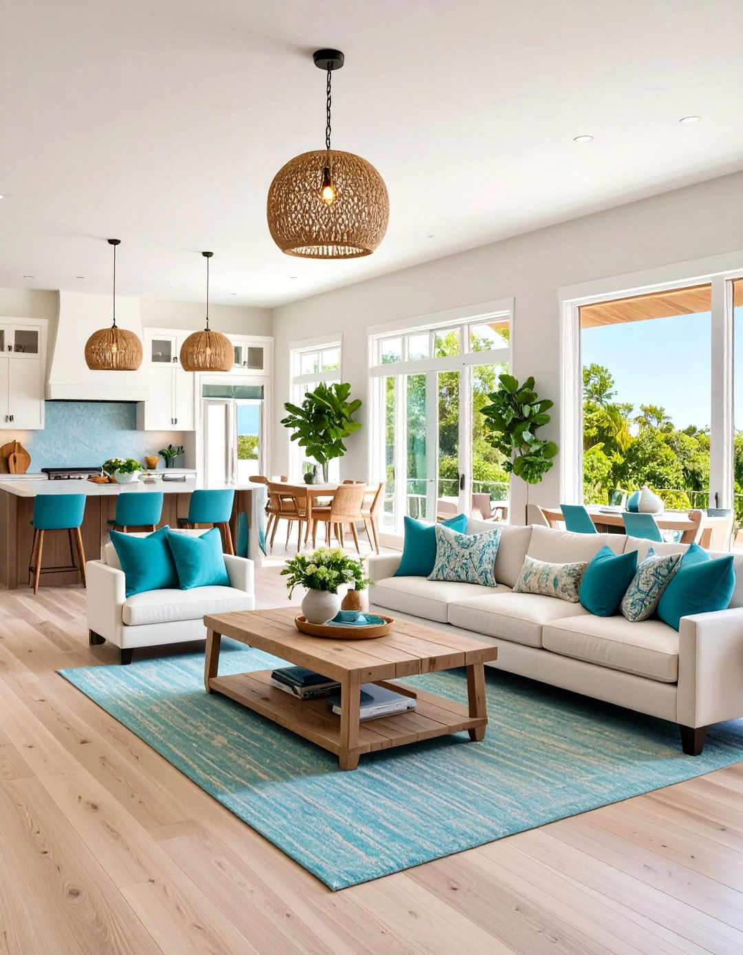 Open Concept Beach House Living - 24 Beach House Living Room Ideas