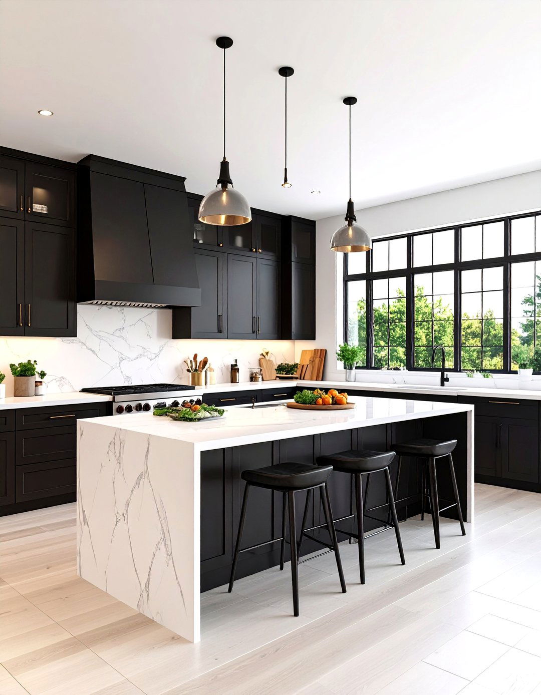 Open Concept Black and White Kitchen - 24 Black and White Kitchen Ideas