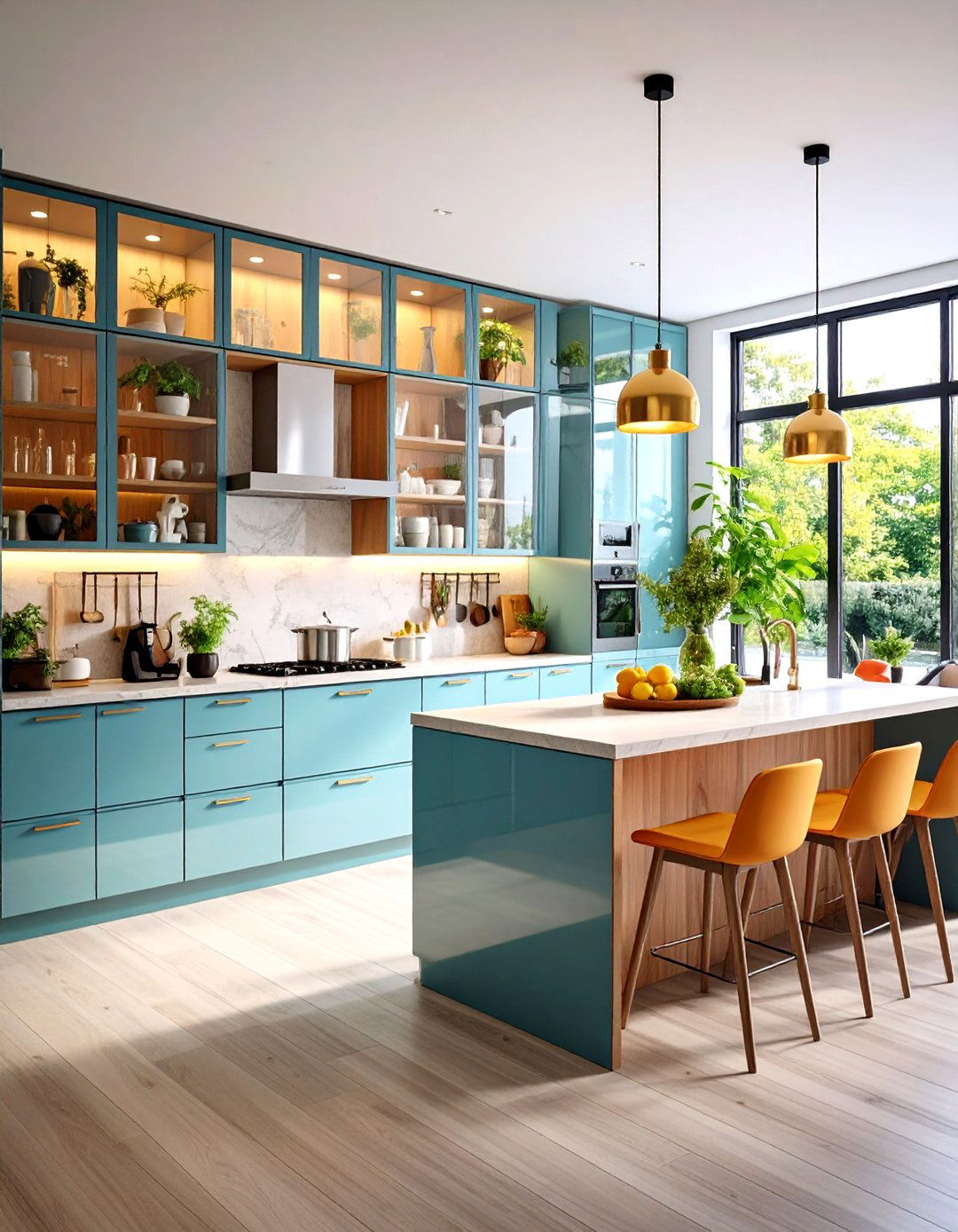 Open Concept Glass Integration - 24 Modern Style Glass Kitchen Cabinets