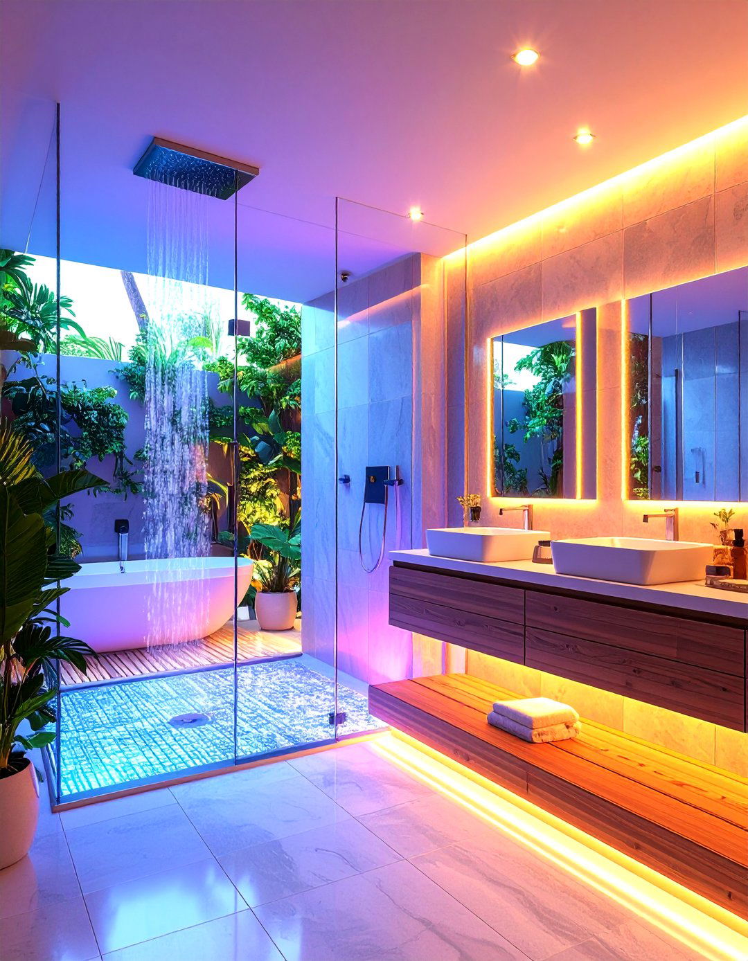 Open Concept Glass Shower Hall Bathroom - 24 Hall Bathroom Ideas