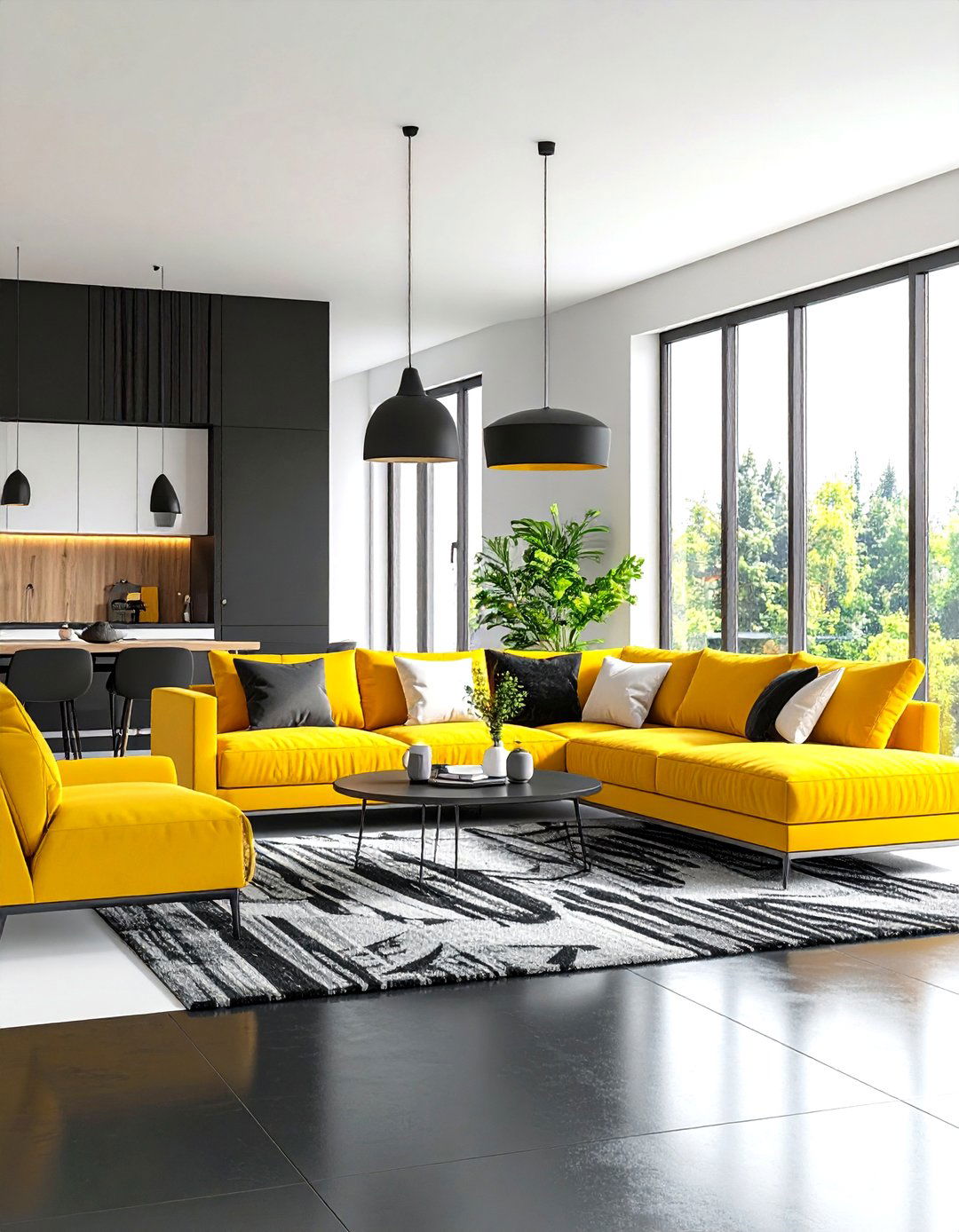 Open Concept Layout Design - 24 Black and White Living Room Ideas