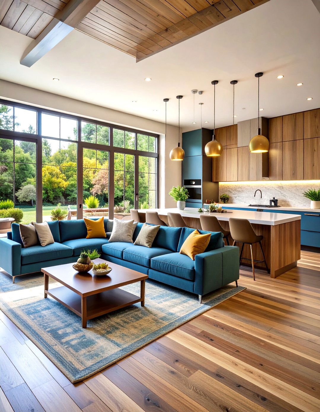 Open Concept Living Room with Kitchen Integration - 24 Modern Living Room Ideas