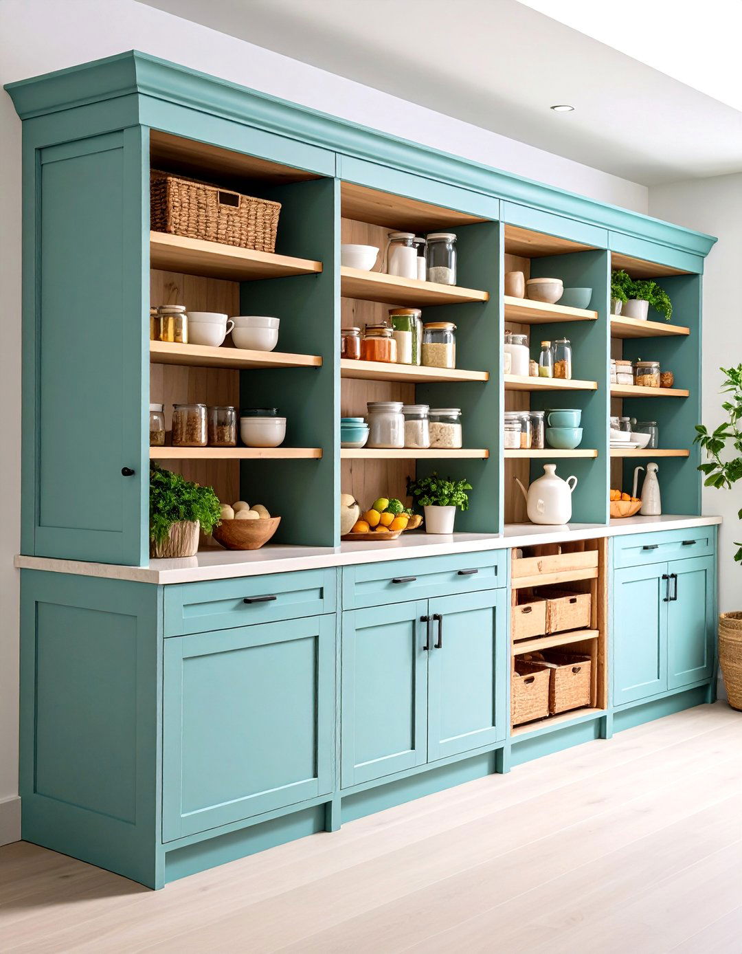 Open Concept Pantry with Room Divider Function - 24 Kitchen Pantry Ideas