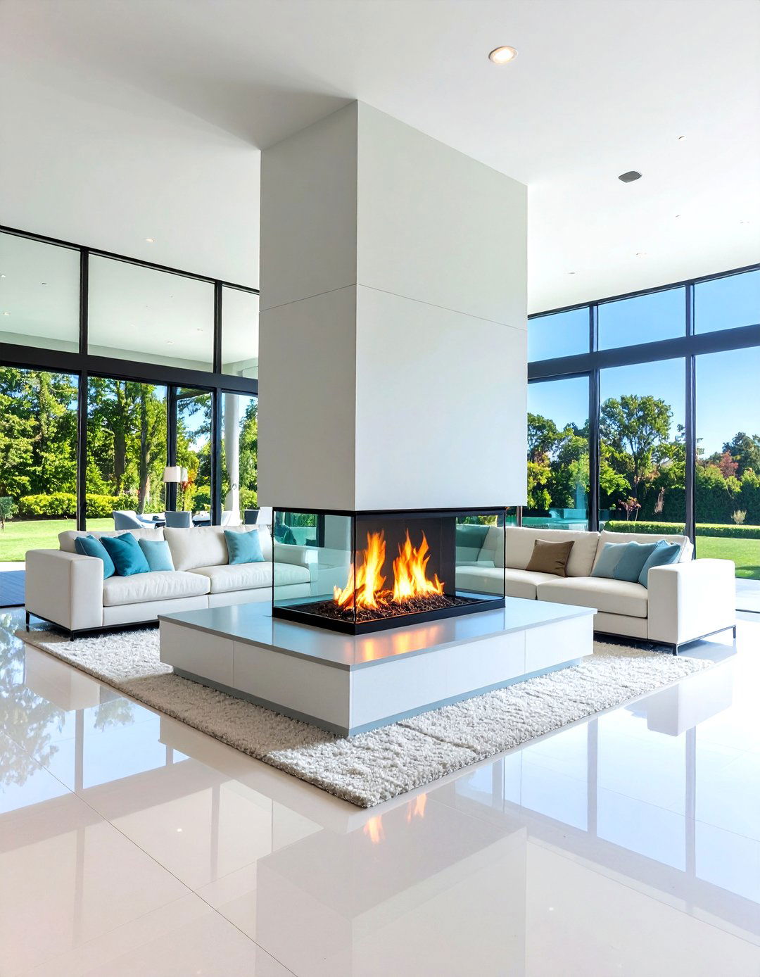 Open Concept Room Divider - 24 3 Sided Fireplace Ideas