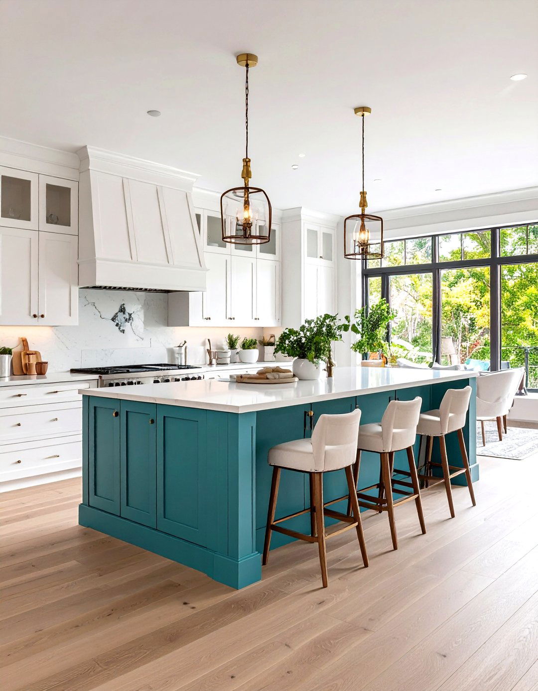 Open Concept Teal Kitchen Design - 24 Teal and White Kitchen Ideas