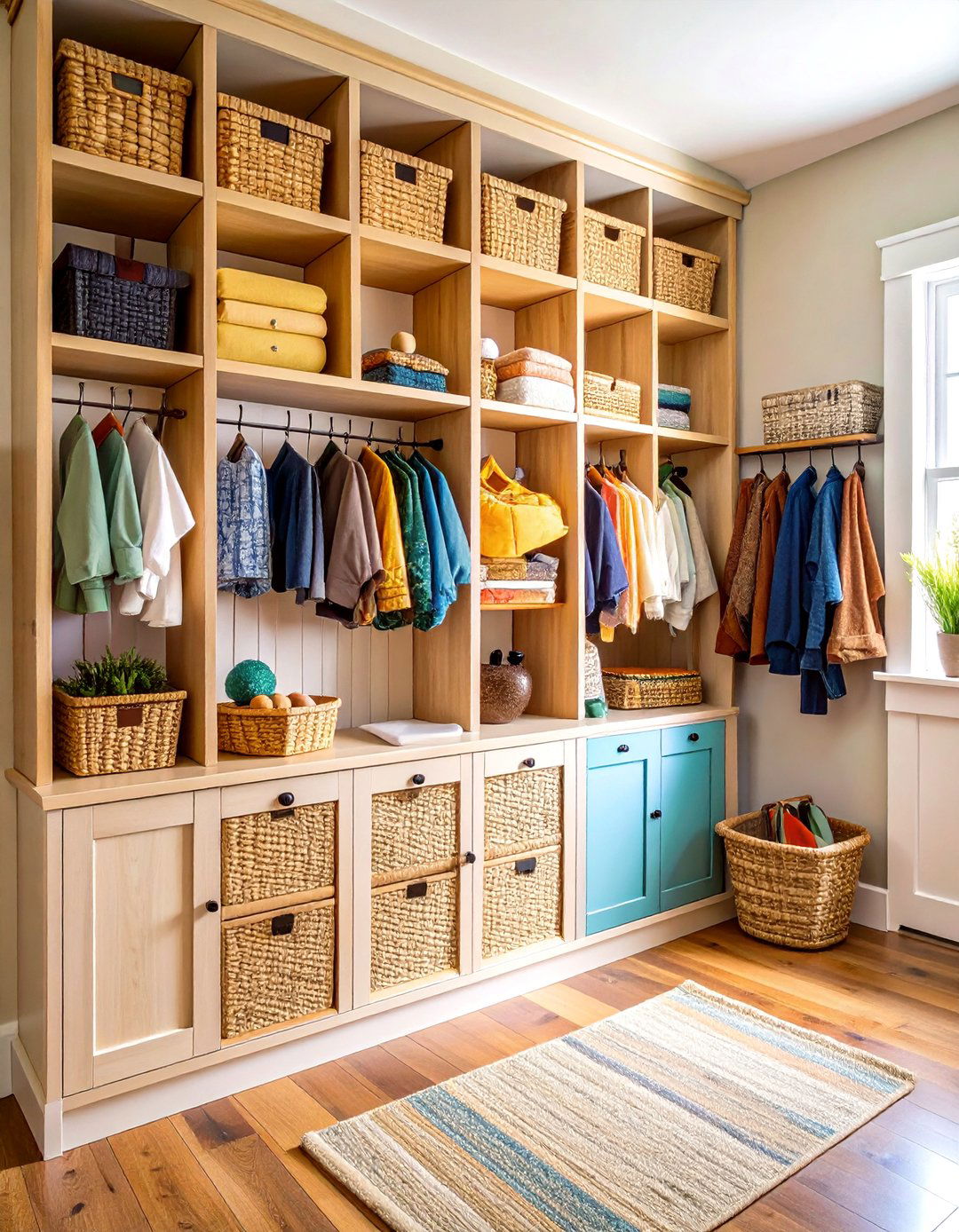 Open Cubby Storage Organization - 24 Farmhouse Mudroom Ideas