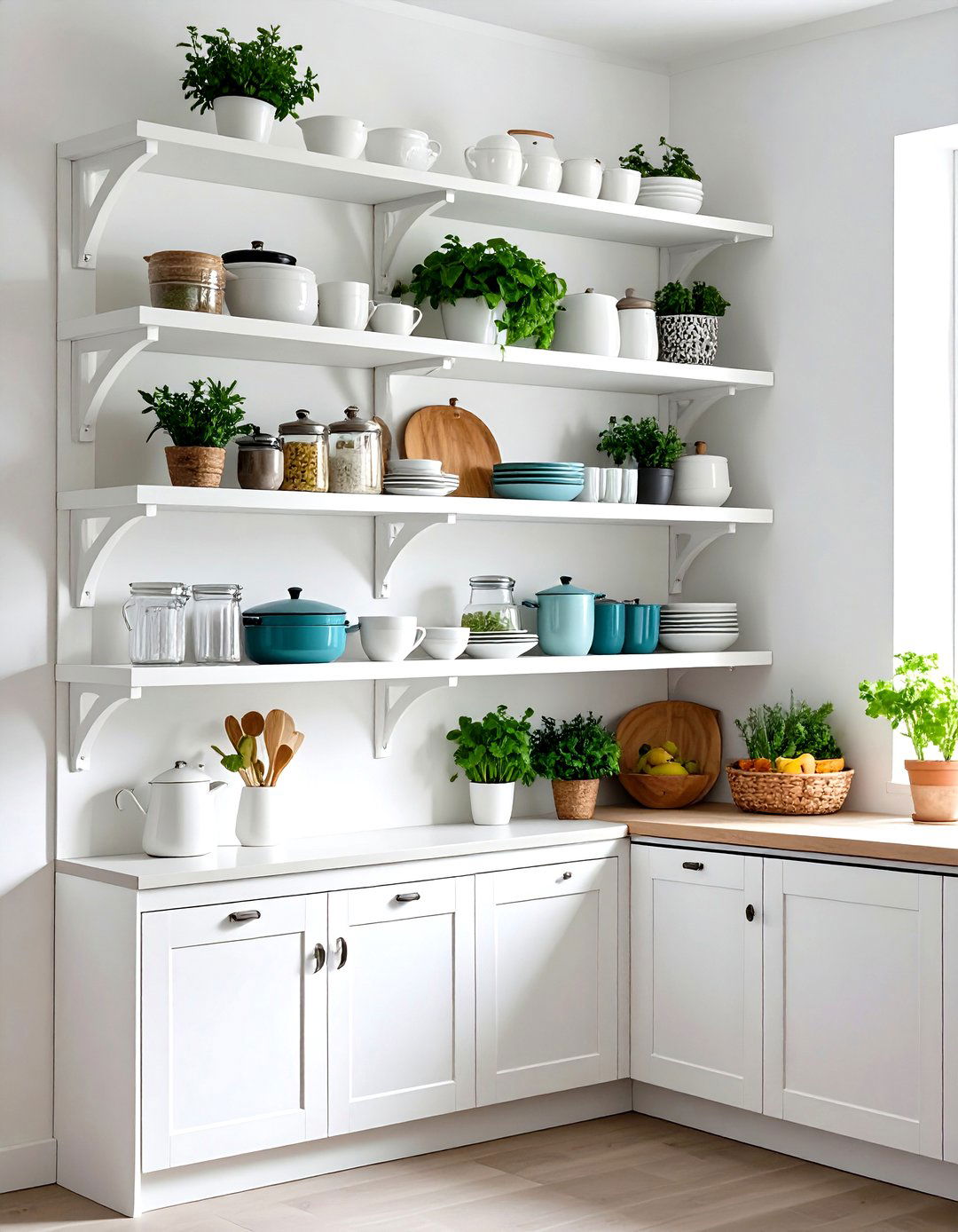 Open Floating Corner Shelves - 24 Corner Pantry Ideas