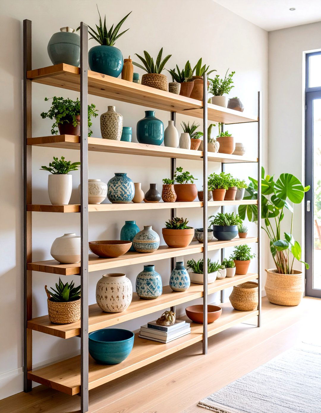 Open Floating Shelves - 24 Scandinavian Entryway Ideas
