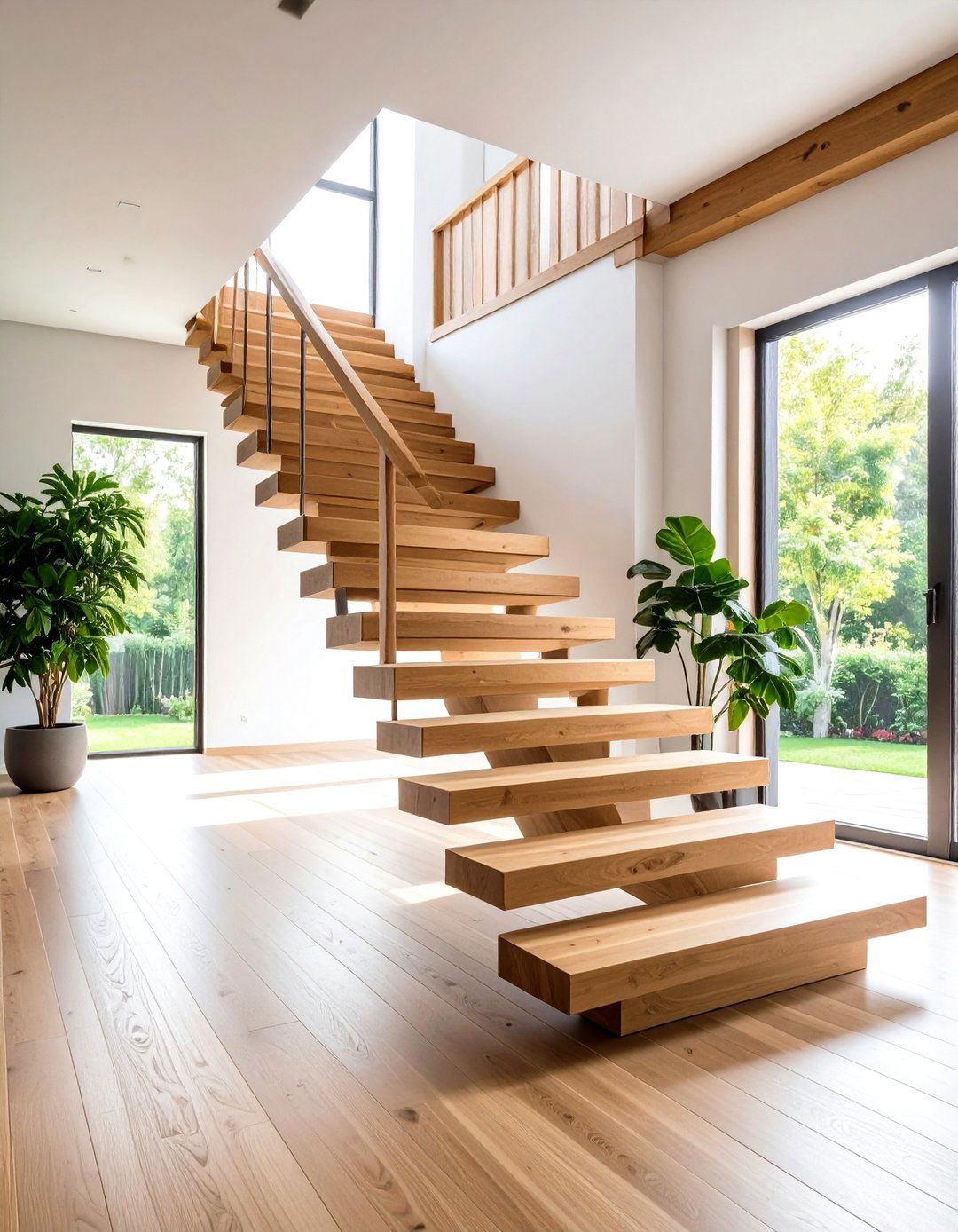 Open Riser Wooden Staircase - 24 Wooden Staircase Ideas