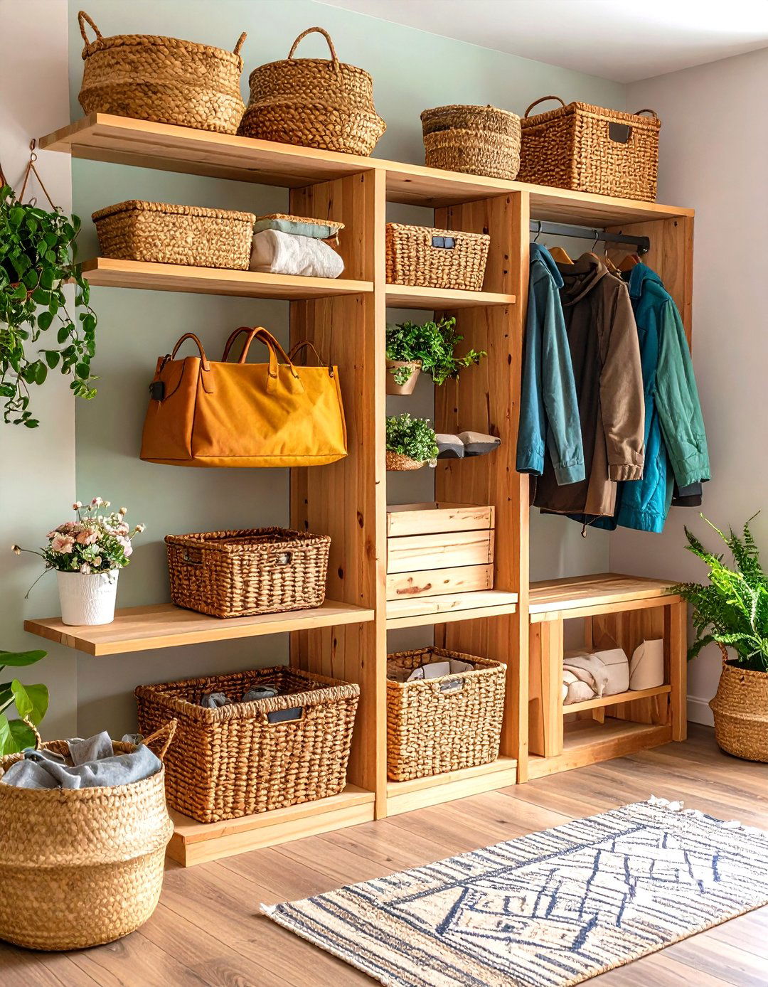 Open Shelf Mudroom Organization - 24 Mud Room Ideas