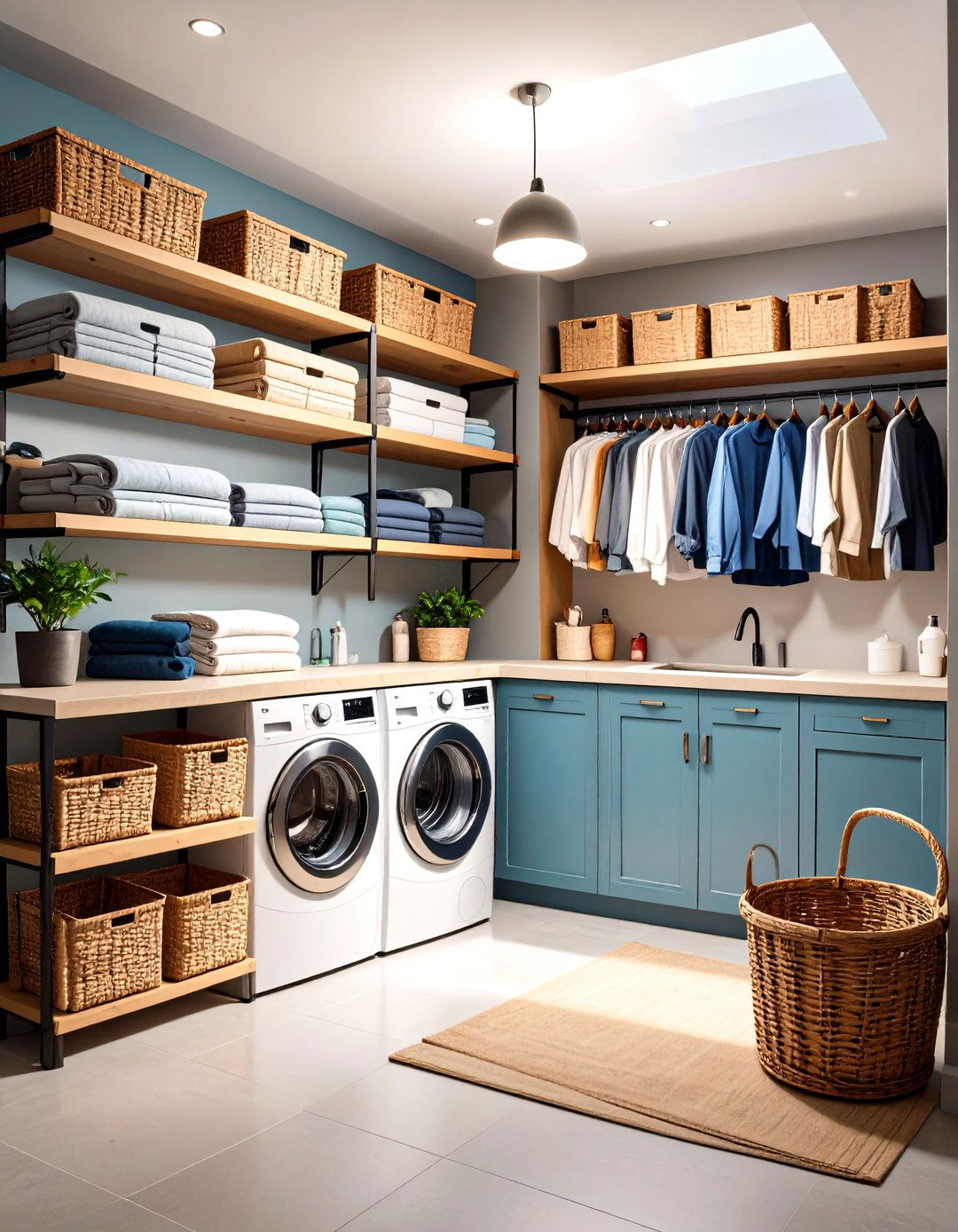 Open Shelving Basement Laundry Organization System - 24 basement laundry room ideas