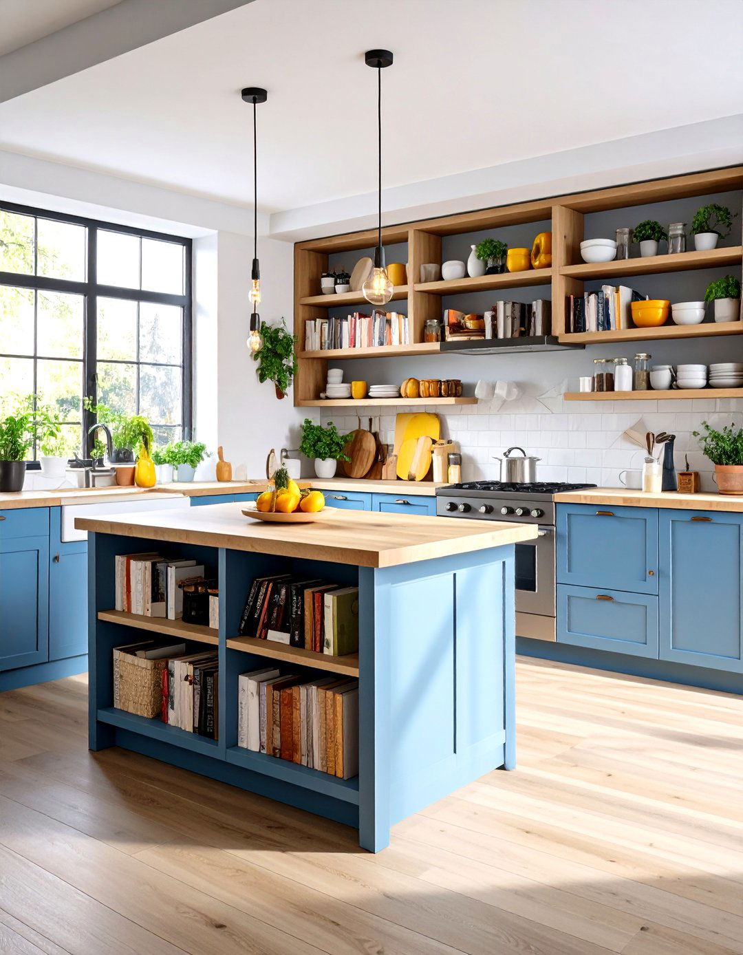 Open Shelving Display - 24 kitchen island decor ideas