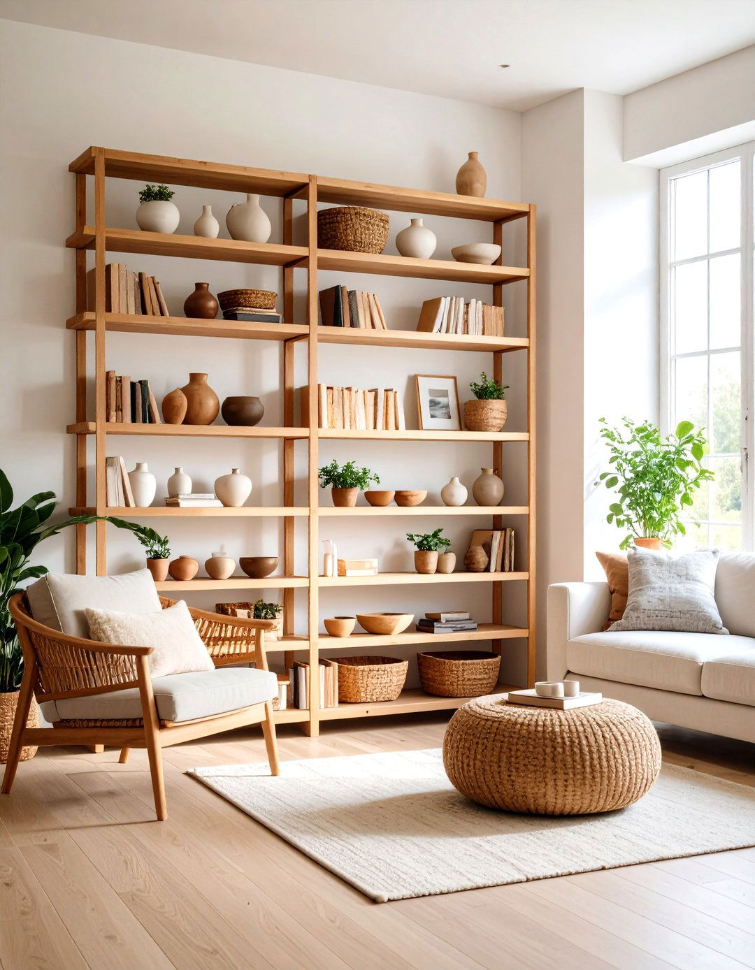 Open Shelving Display Areas - 24 Farmhouse Living Room Ideas