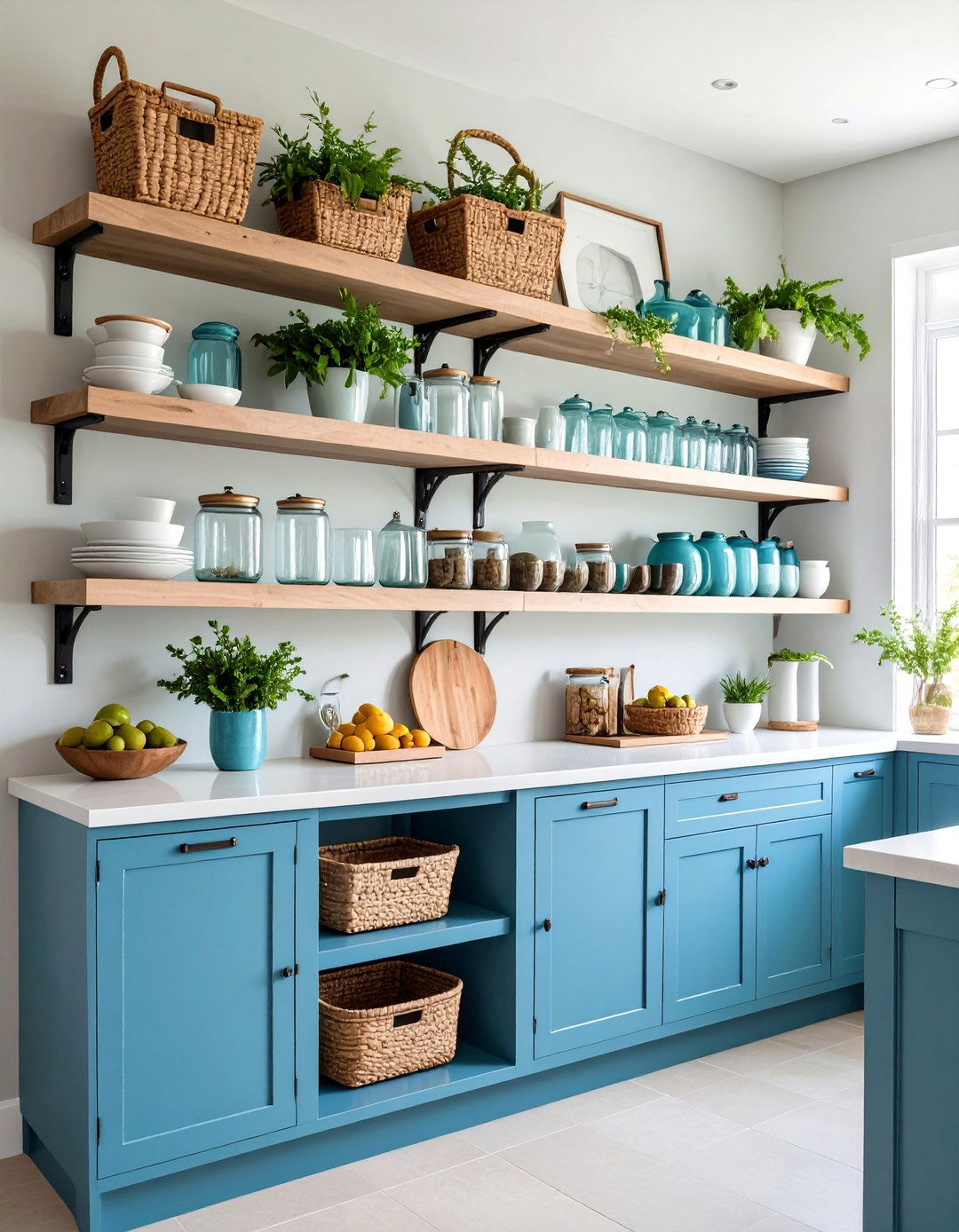 Open Shelving Display Areas - 24 coastal kitchen ideas