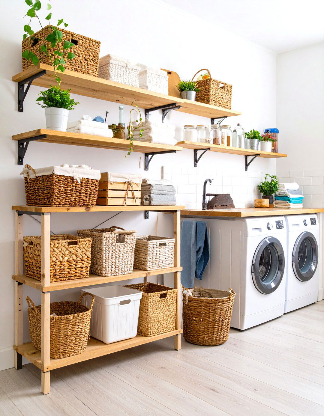 Open Shelving Display Laundry Room - 24 Farmhouse Laundry Room Ideas