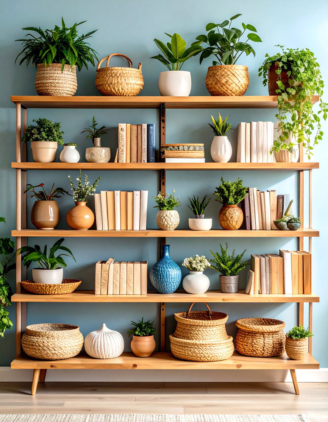Open Shelving Display Living Room - 24 Organic Modern Living Room Design Ideas