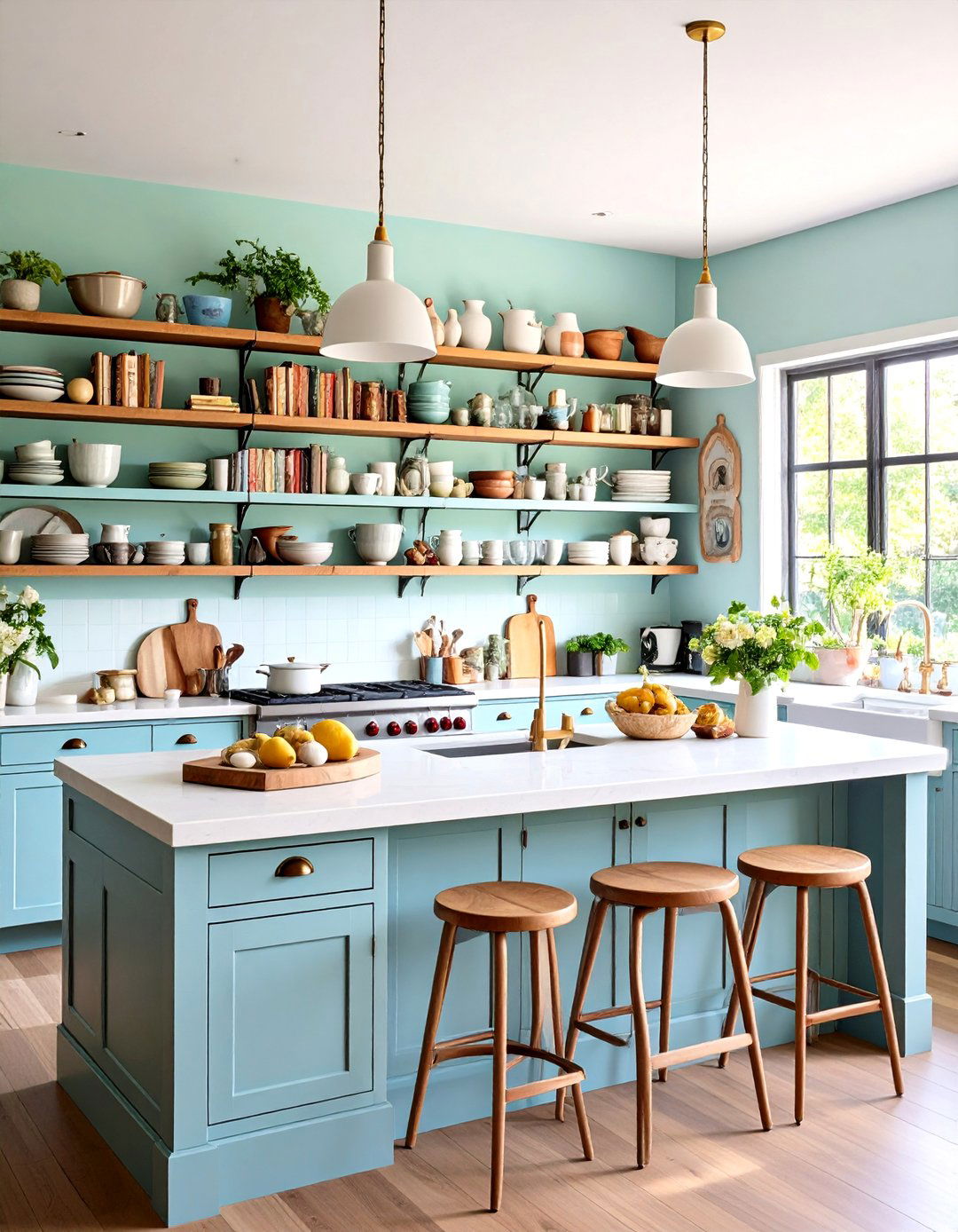 Open Shelving Display Storage - 24 Kitchen Island Storage Ideas