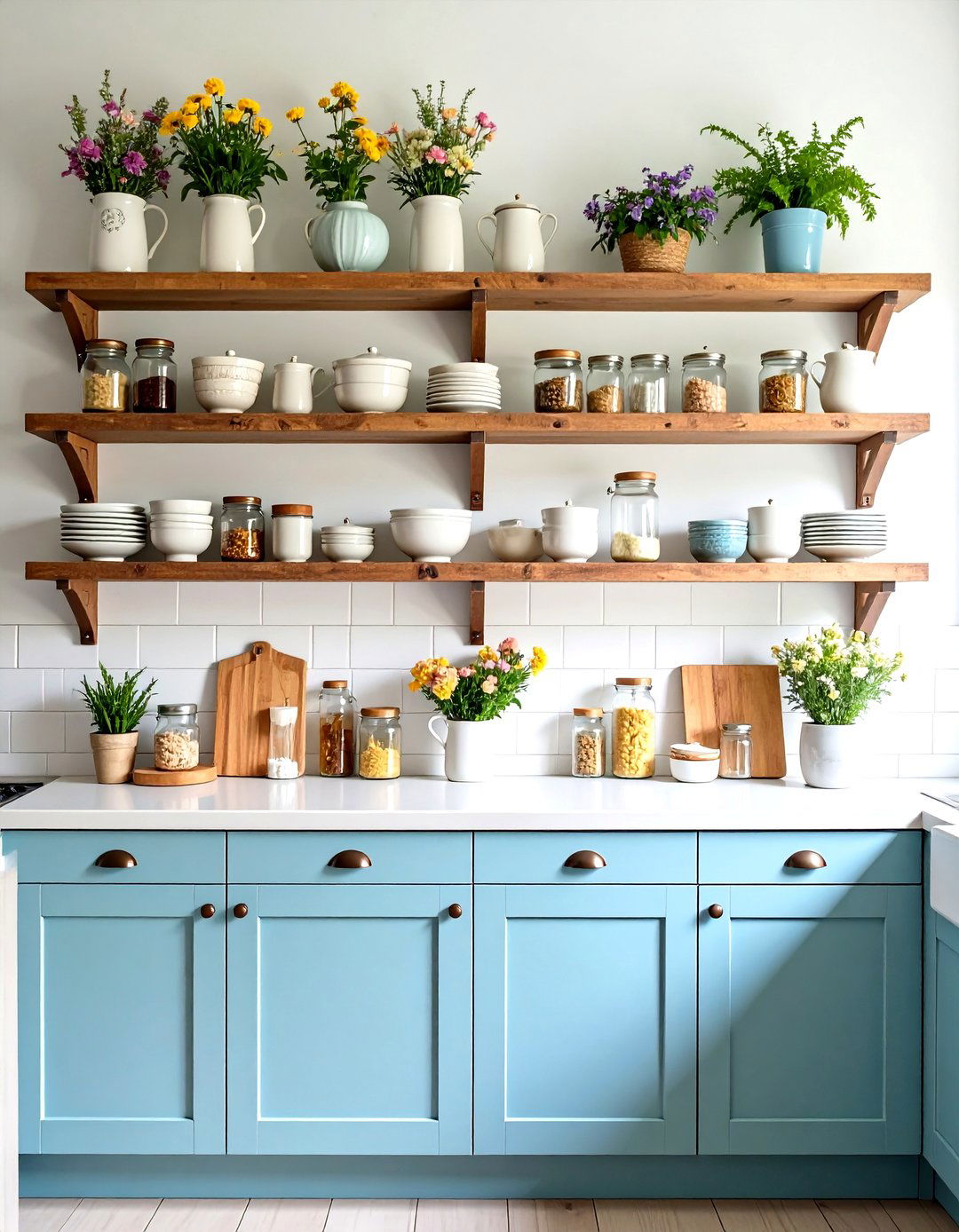 Open Shelving Display - 24 Cottage Kitchen Ideas