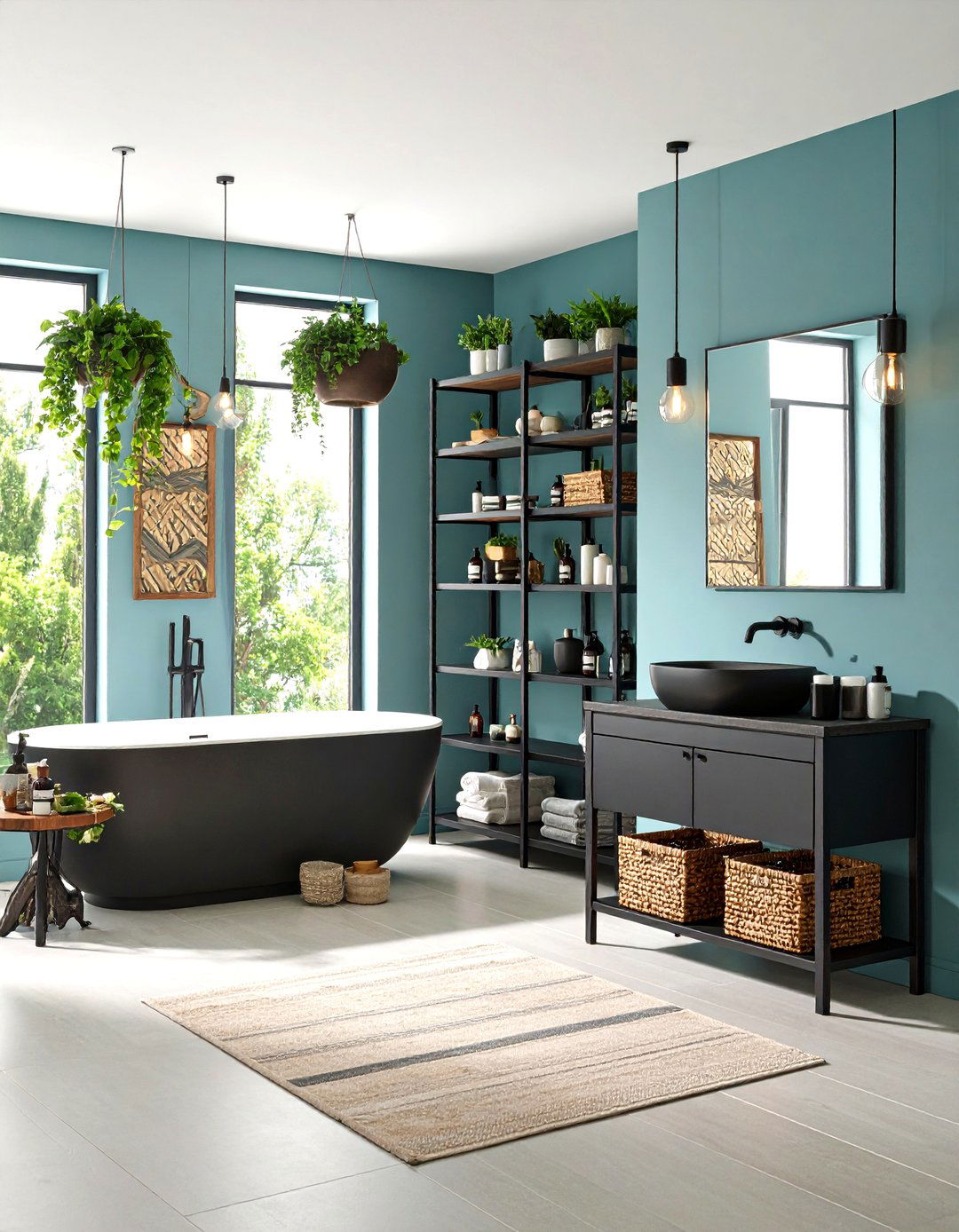 Open Shelving Storage Bathroom - 24 Masculine Bathroom Ideas
