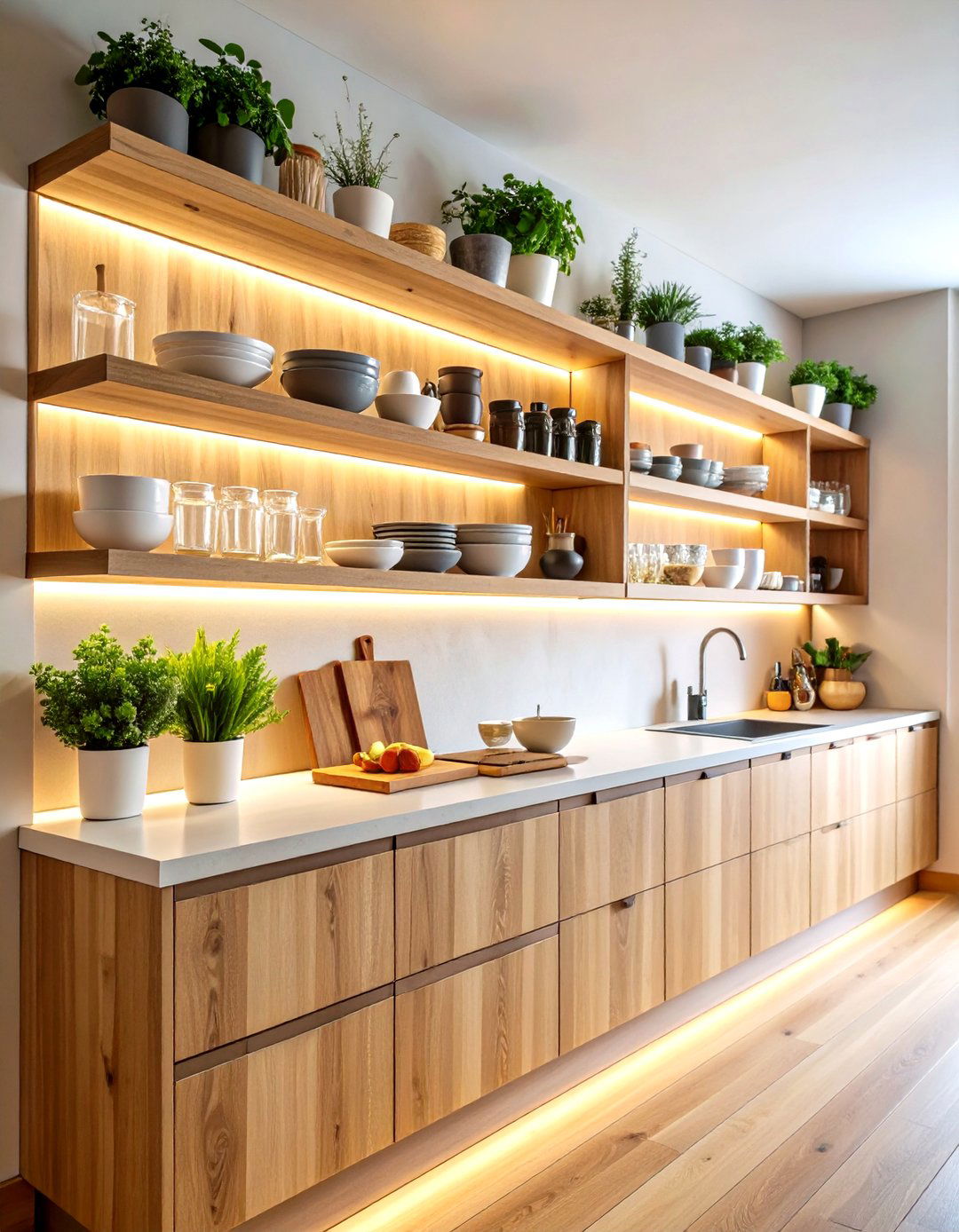 Open Shelving Storage Maximization - 24 Small Galley Kitchen Ideas on a Budget