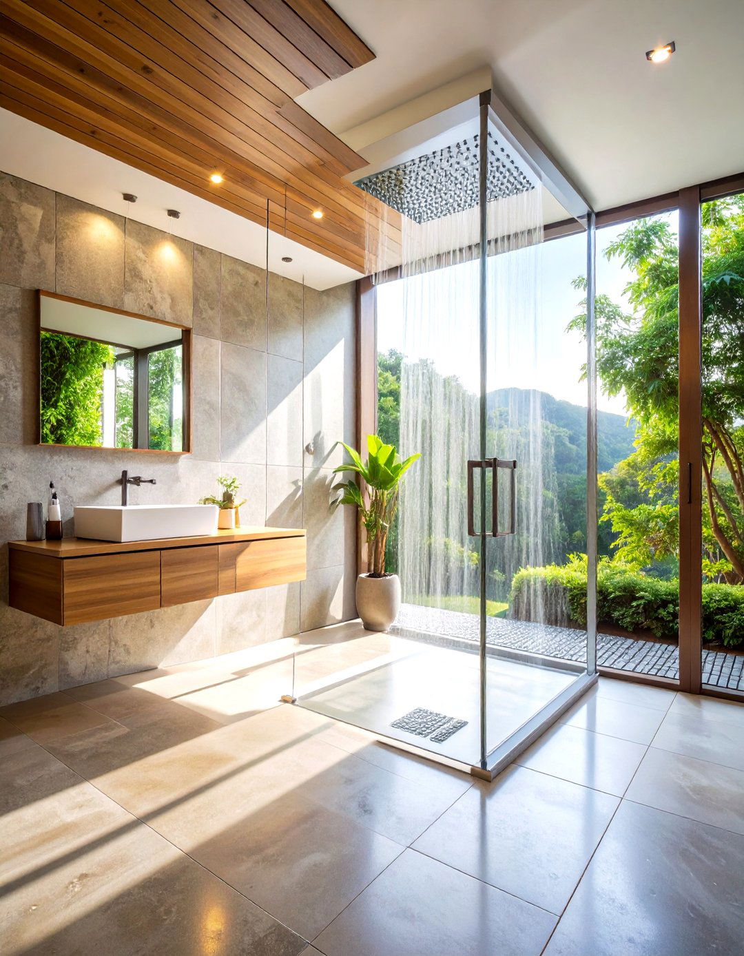 Open Shower Rain Experience - 24 Zen Bathroom Ideas