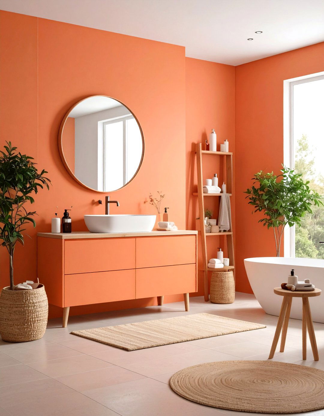 Orange Bathroom Sanctuary - 24 Orange Room Ideas