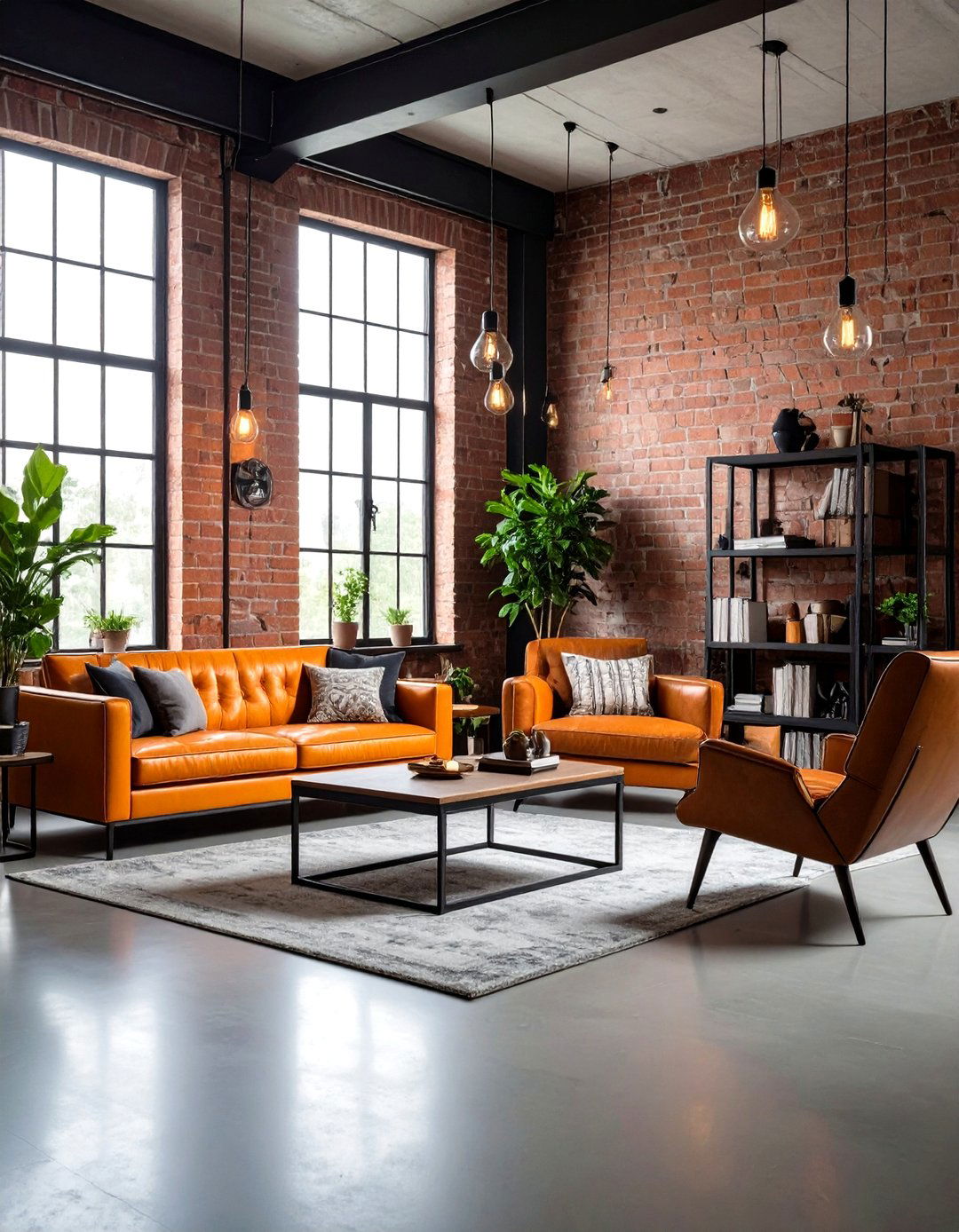 Orange Couch Industrial Loft - 24 Orange Couch Living Room Ideas