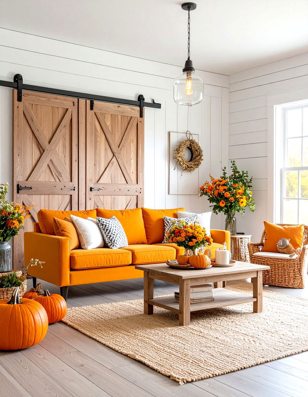 Orange Couch Modern Farmhouse - 24 Orange Couch Living Room Ideas