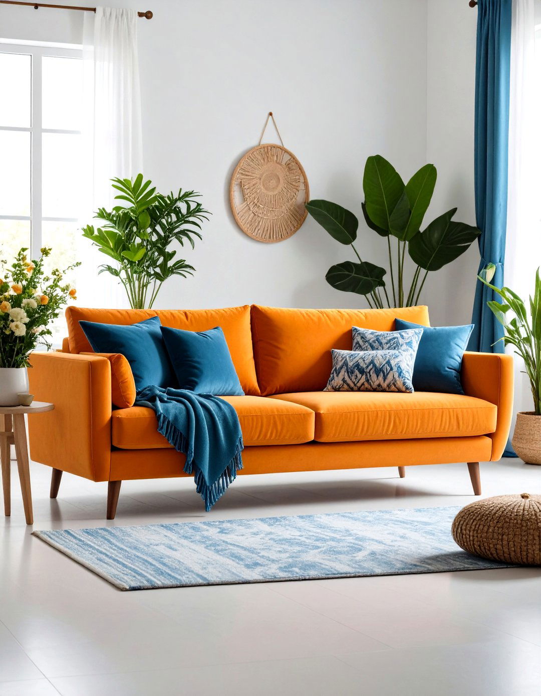 Orange Couch Seasonal Styling - 24 Orange Couch Living Room Ideas
