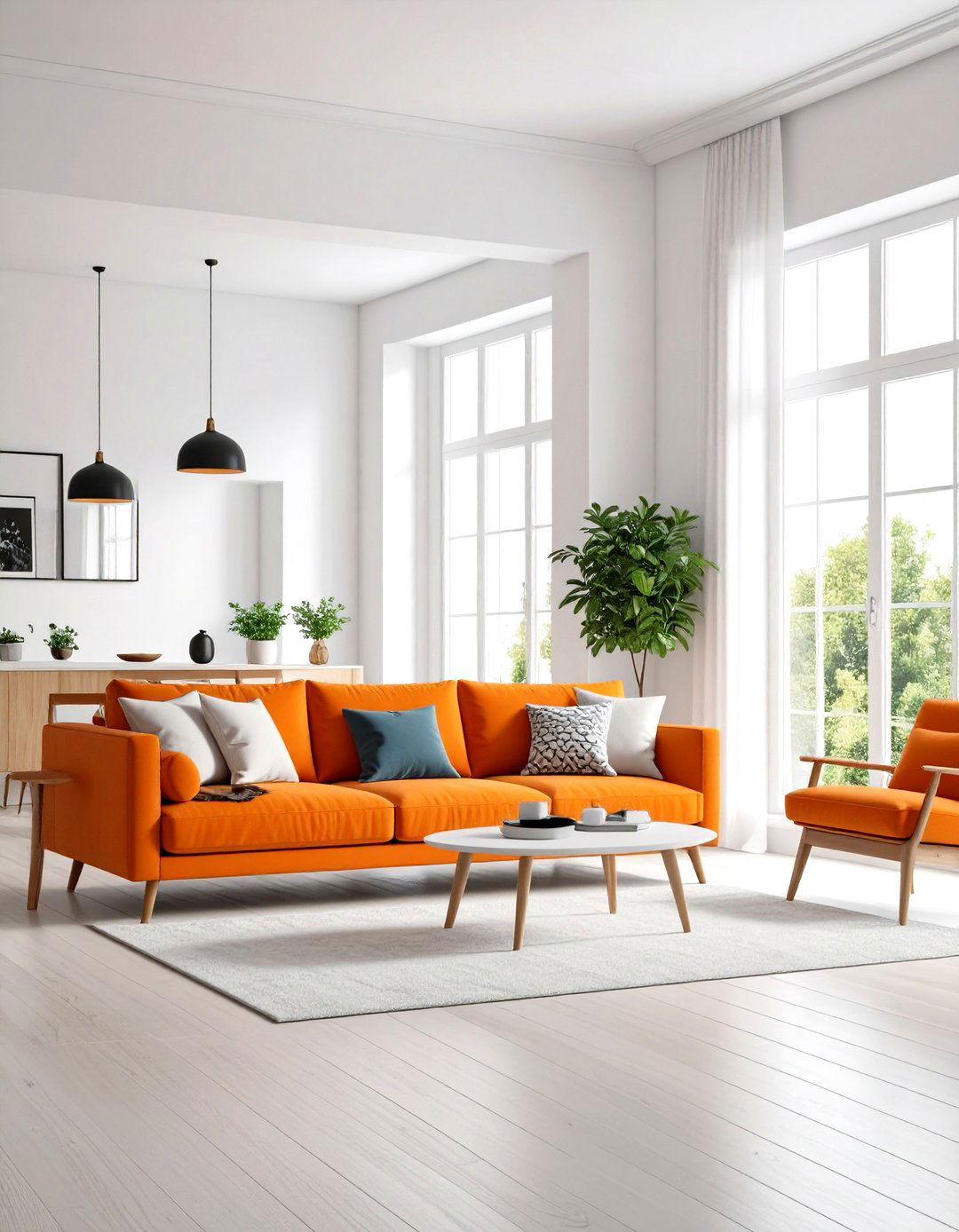 Orange Couch Urban Apartment - 24 Orange Couch Living Room Ideas