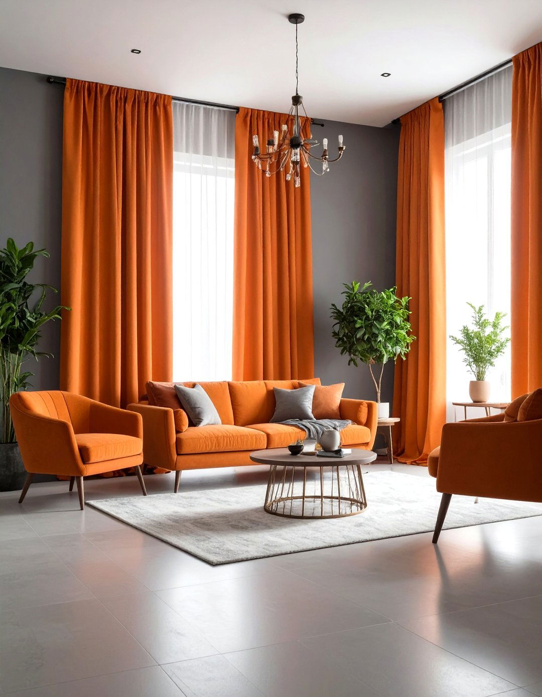 Orange Curtains for Energetic Warmth - 24 What Color Curtains Go With Gray Walls