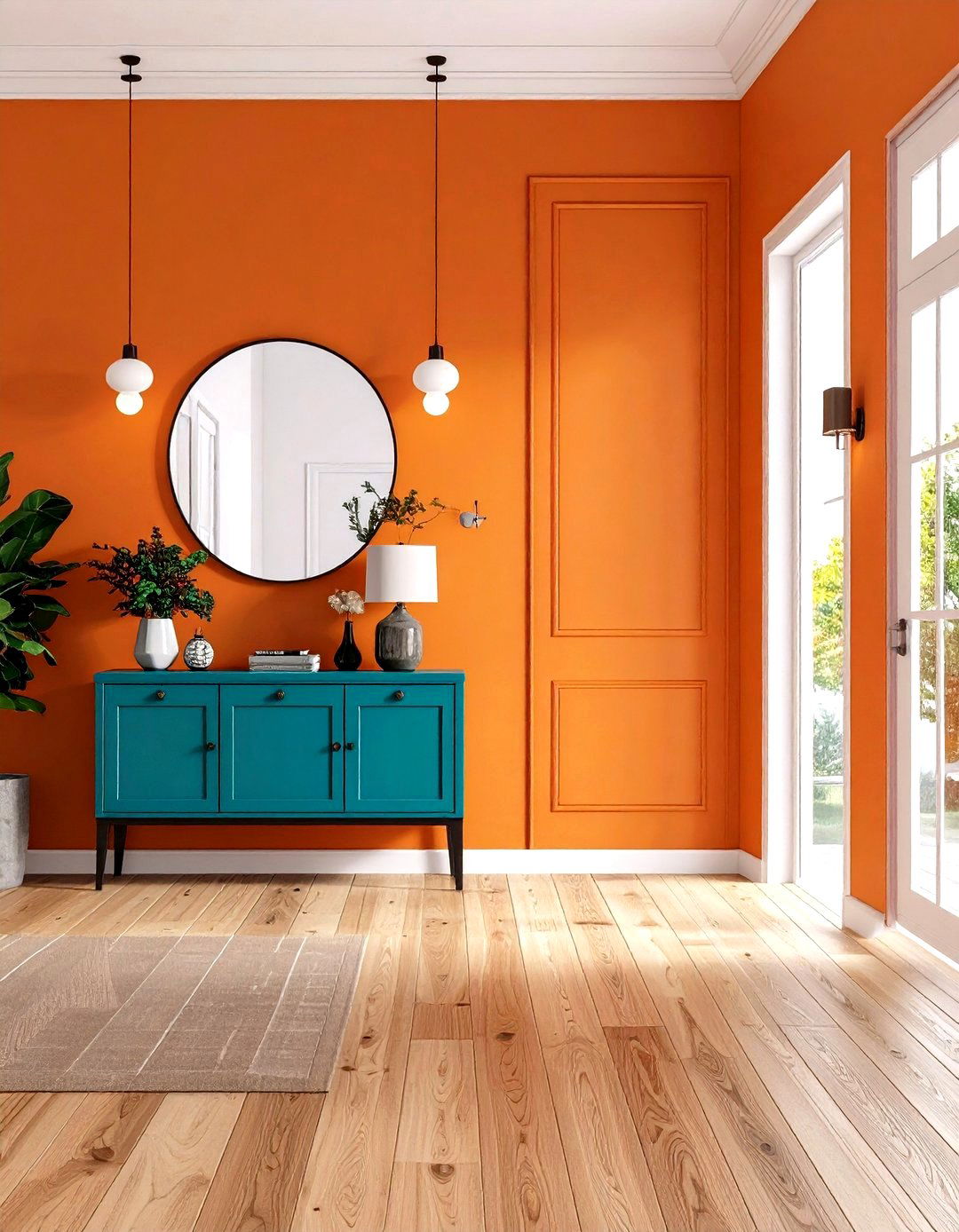 Orange Entryway Welcome - 24 Teal and Orange Color Scheme for Your Rooms