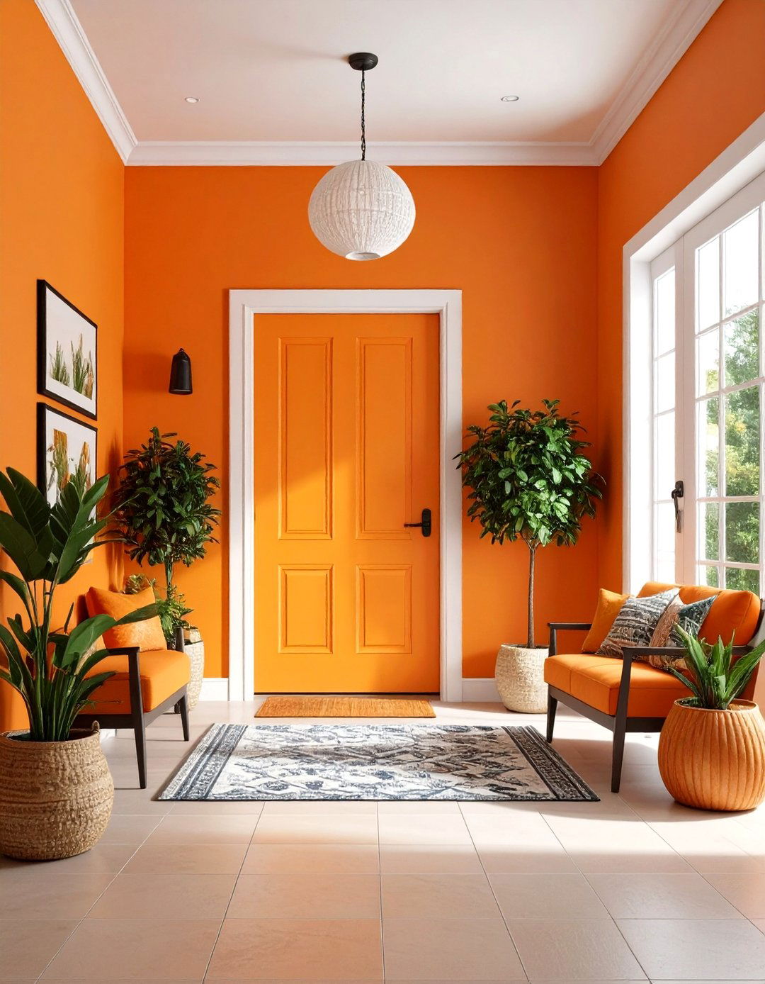 Orange Entryway Welcome - 24 Orange Room Ideas