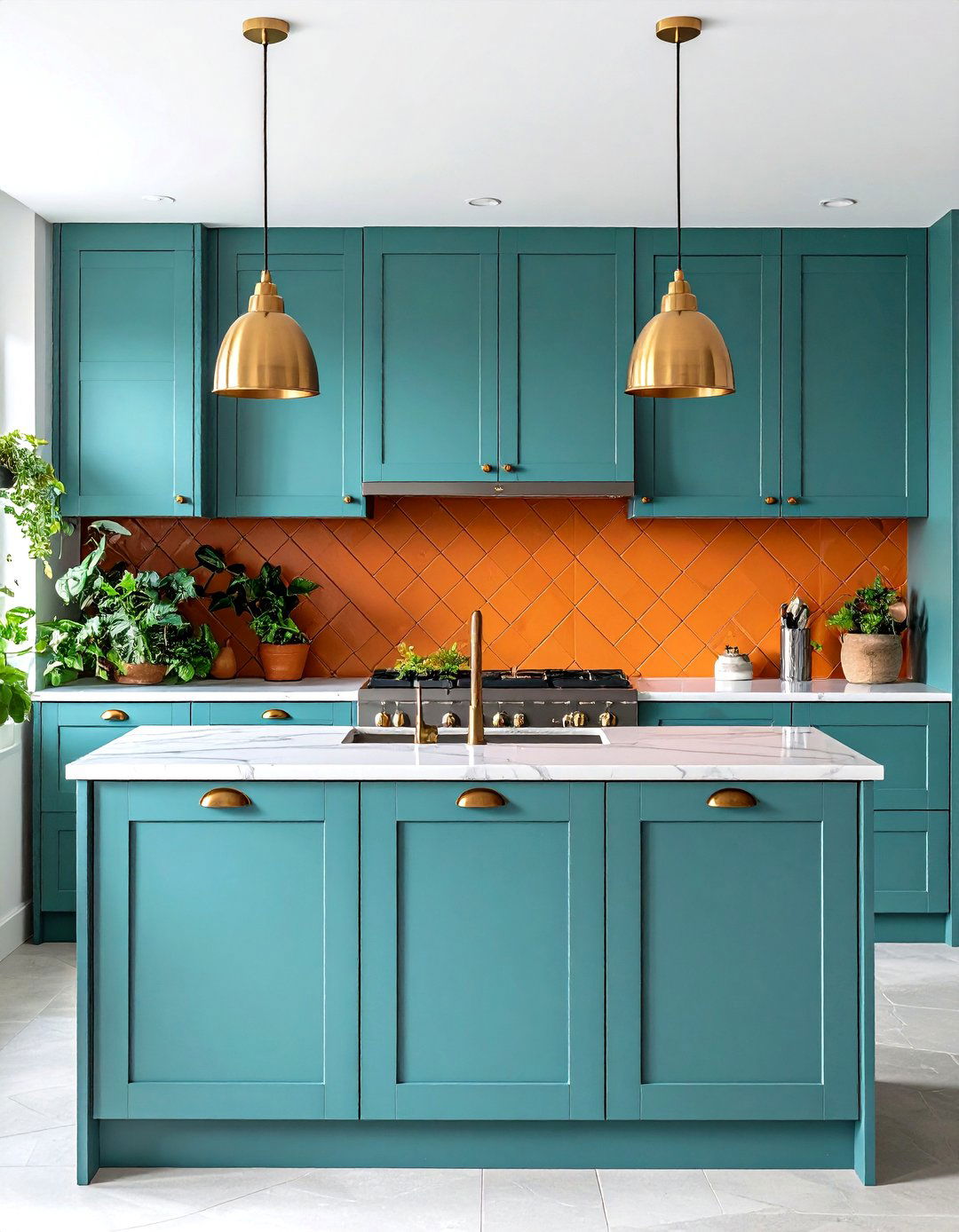 Orange Kitchen Backsplash Feature - 24 Teal and Orange Color Scheme for Your Rooms