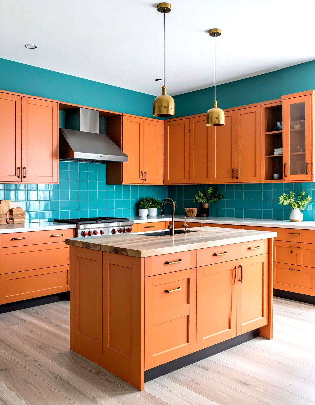 Orange Kitchen Cabinet Statement - 24 Teal and Orange Color Scheme for Your Rooms