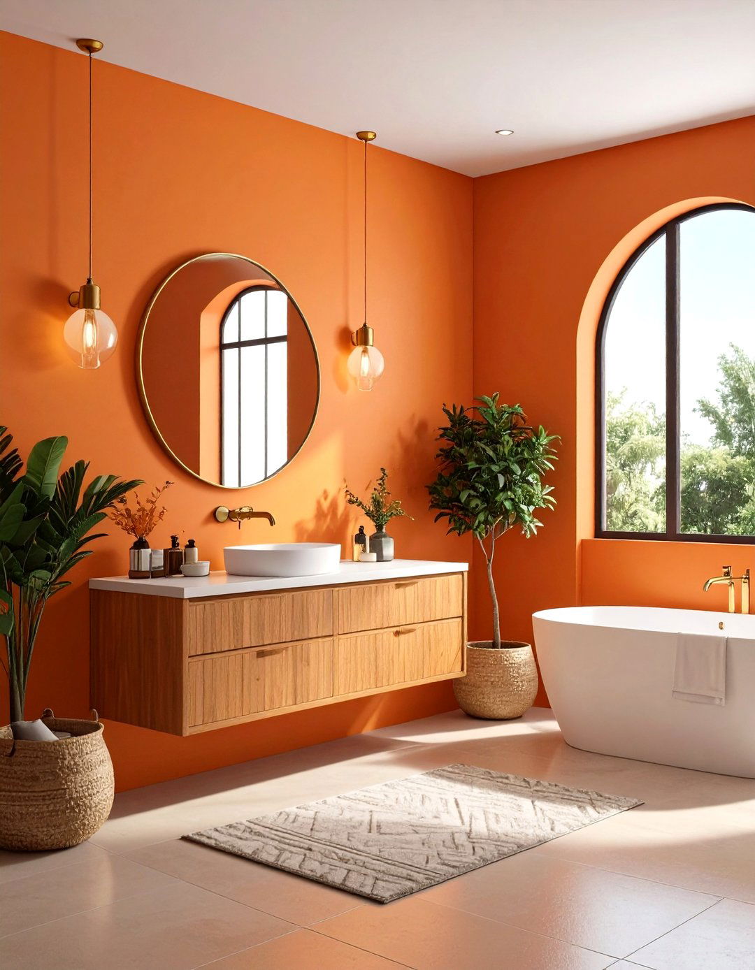 Orange Powder Room Statement - 24 Orange Room Ideas