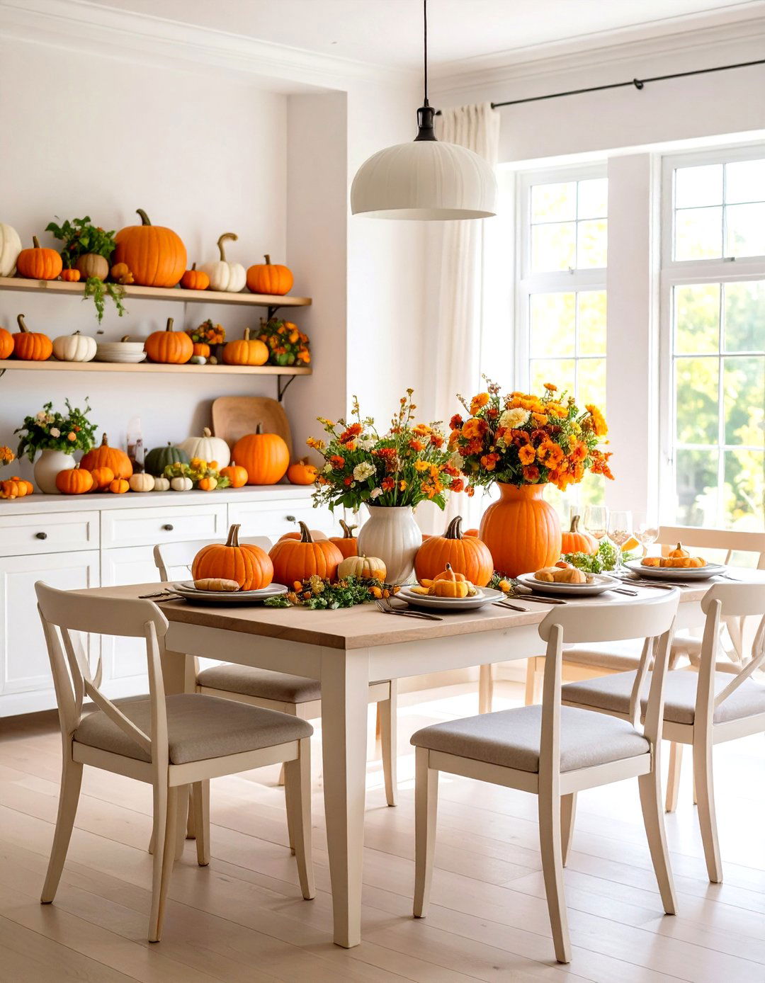 Orange Pumpkin Classic Display - 24 thanksgiving table decor ideas