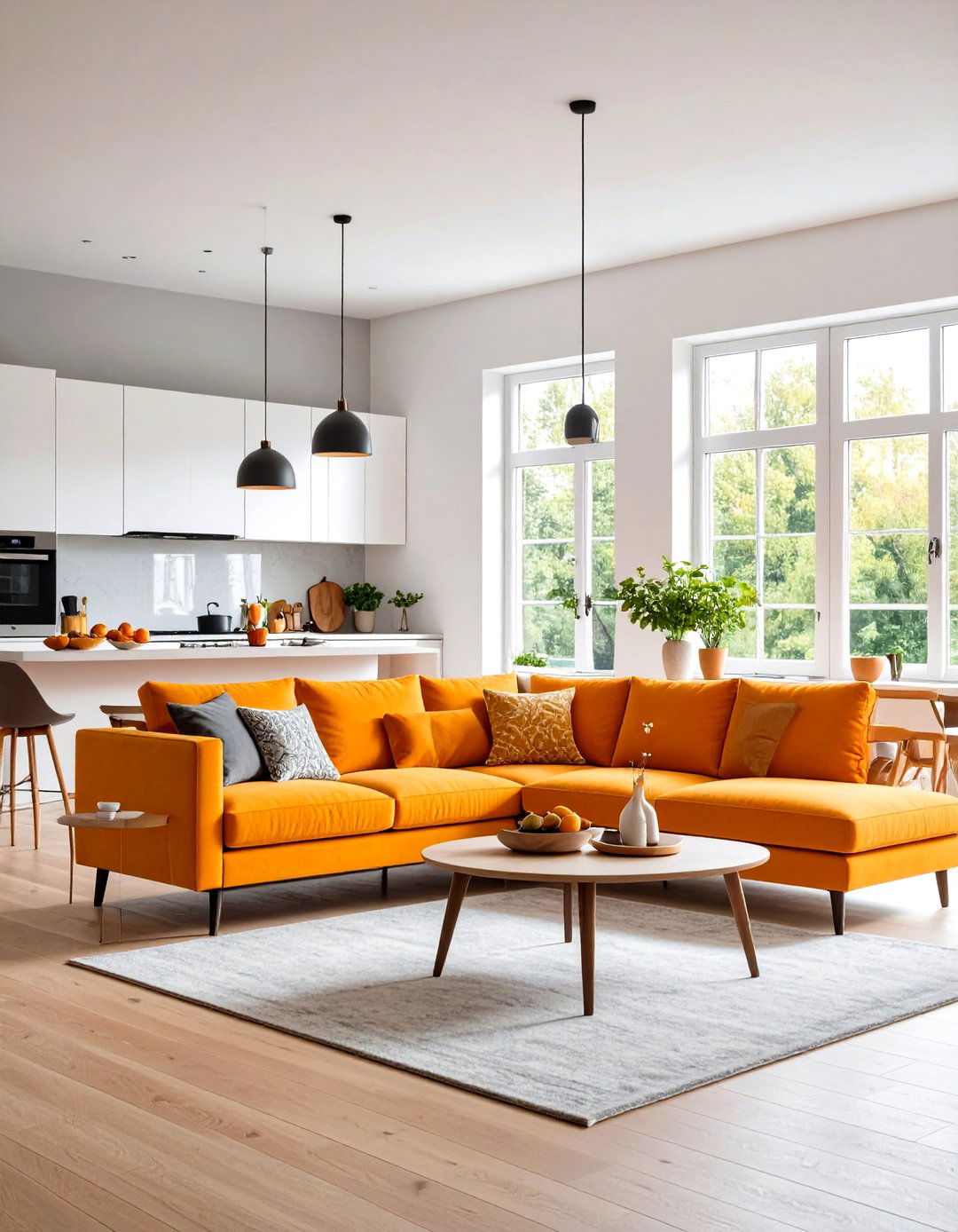 Orange Sectional Open Concept - 24 Orange Couch Living Room Ideas
